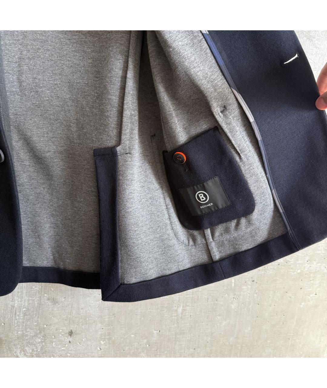 BOGNER Темно-синий полиэстеровый пиджак, фото 7