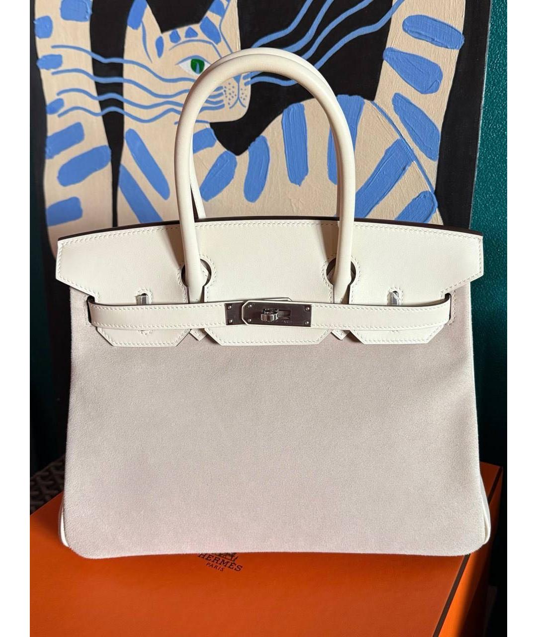 HERMES Белая кожаная сумка с короткими ручками, фото 2