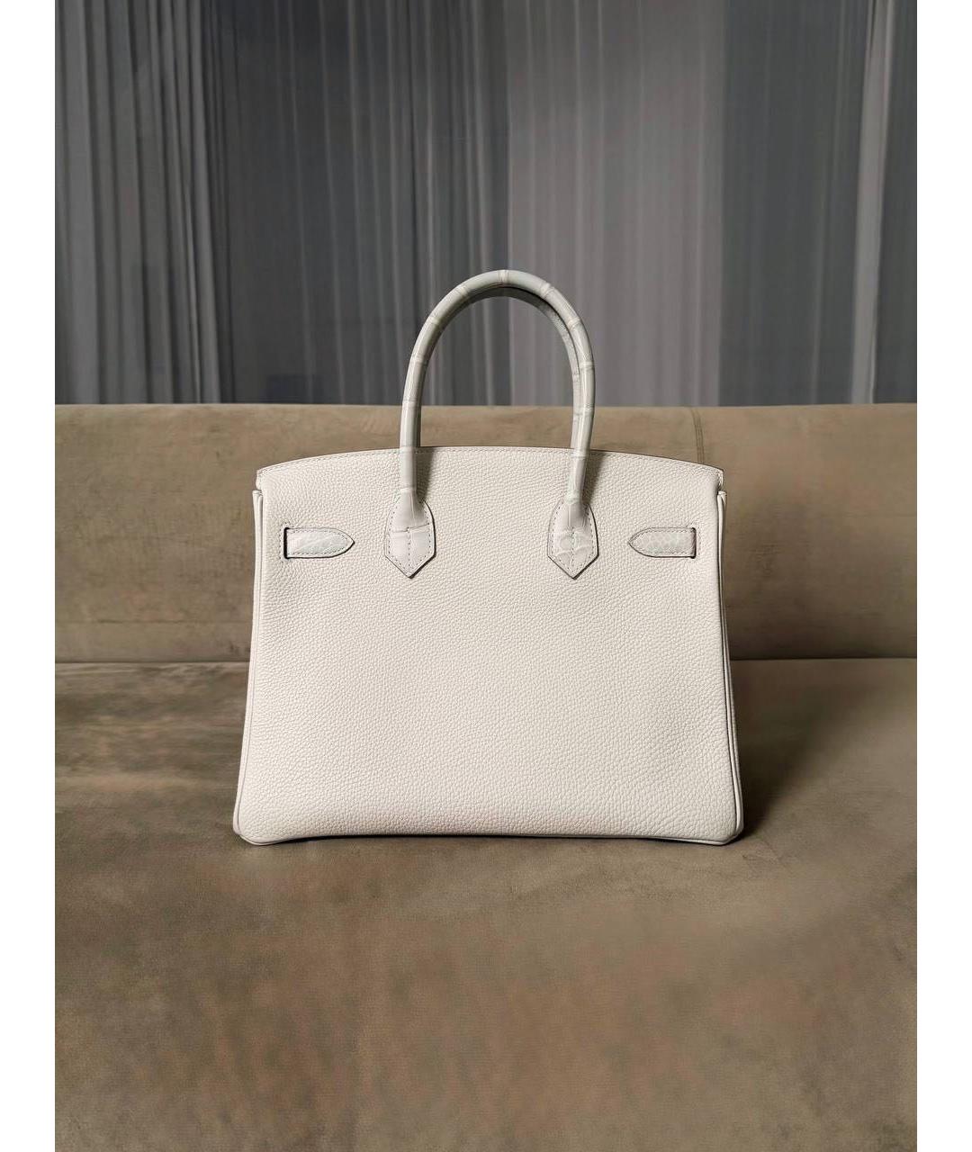 HERMES Белая кожаная сумка с короткими ручками, фото 3