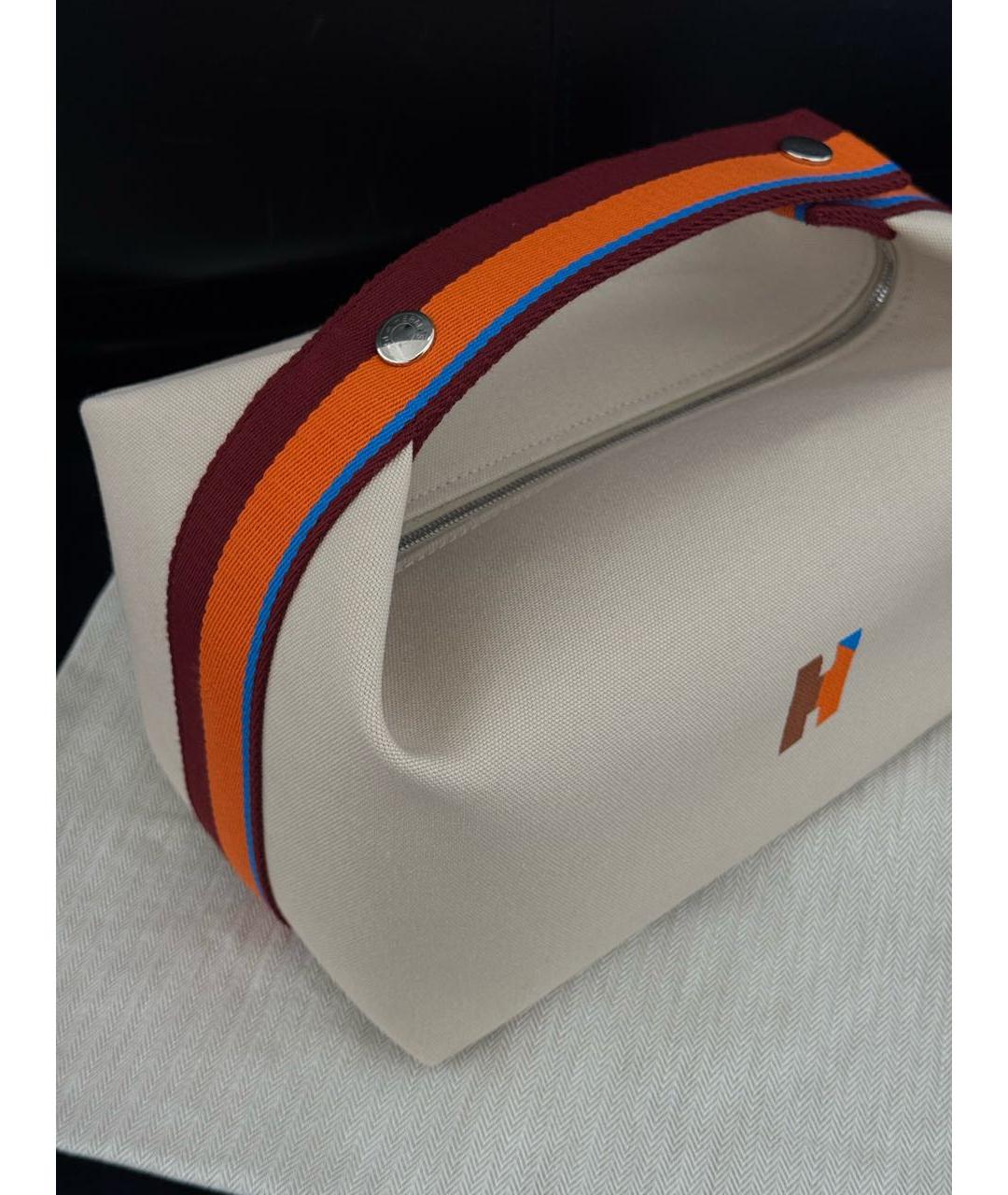 HERMES Бежевая хлопковая косметичка, фото 5