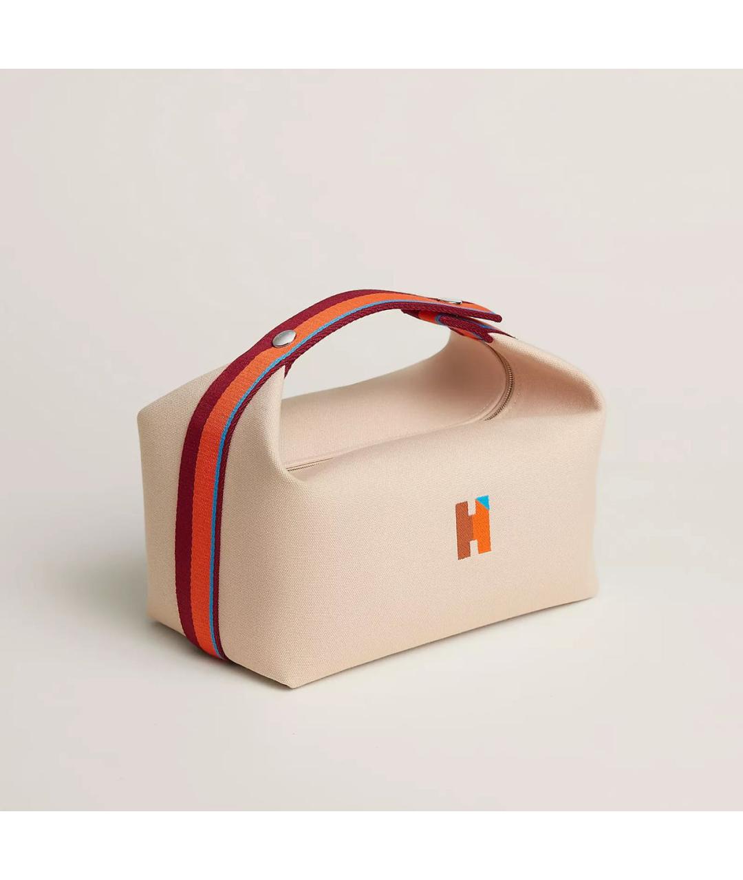 HERMES Бежевая хлопковая косметичка, фото 7