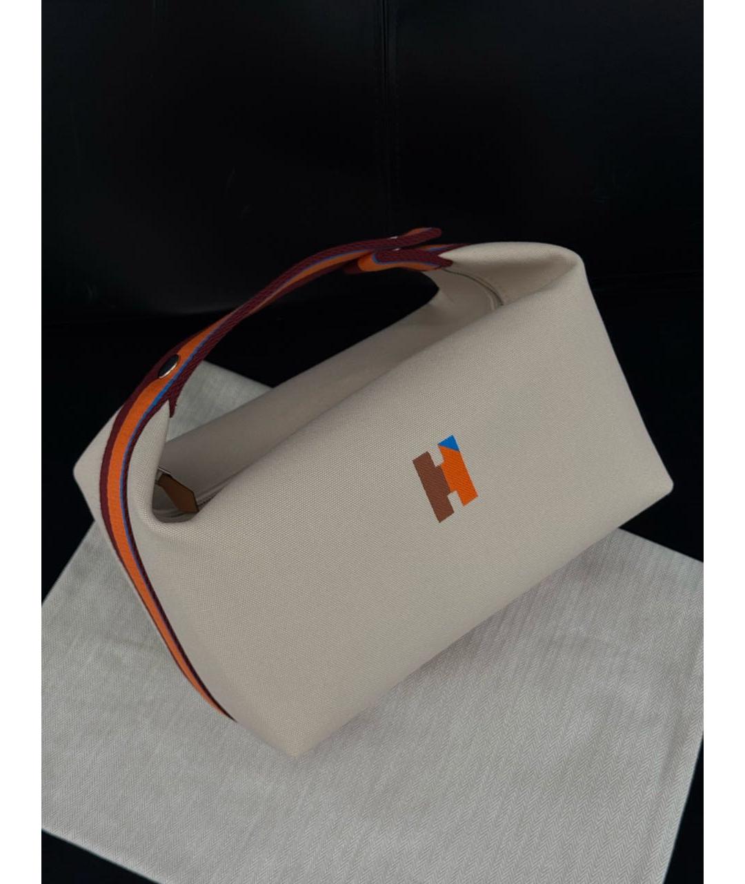 HERMES Бежевая хлопковая косметичка, фото 2