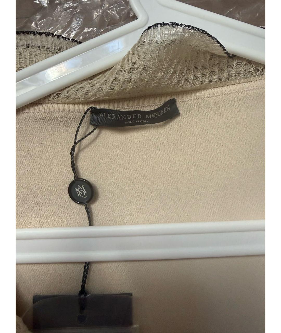 ALEXANDER MCQUEEN Бежевое вискозное коктейльное платье, фото 3