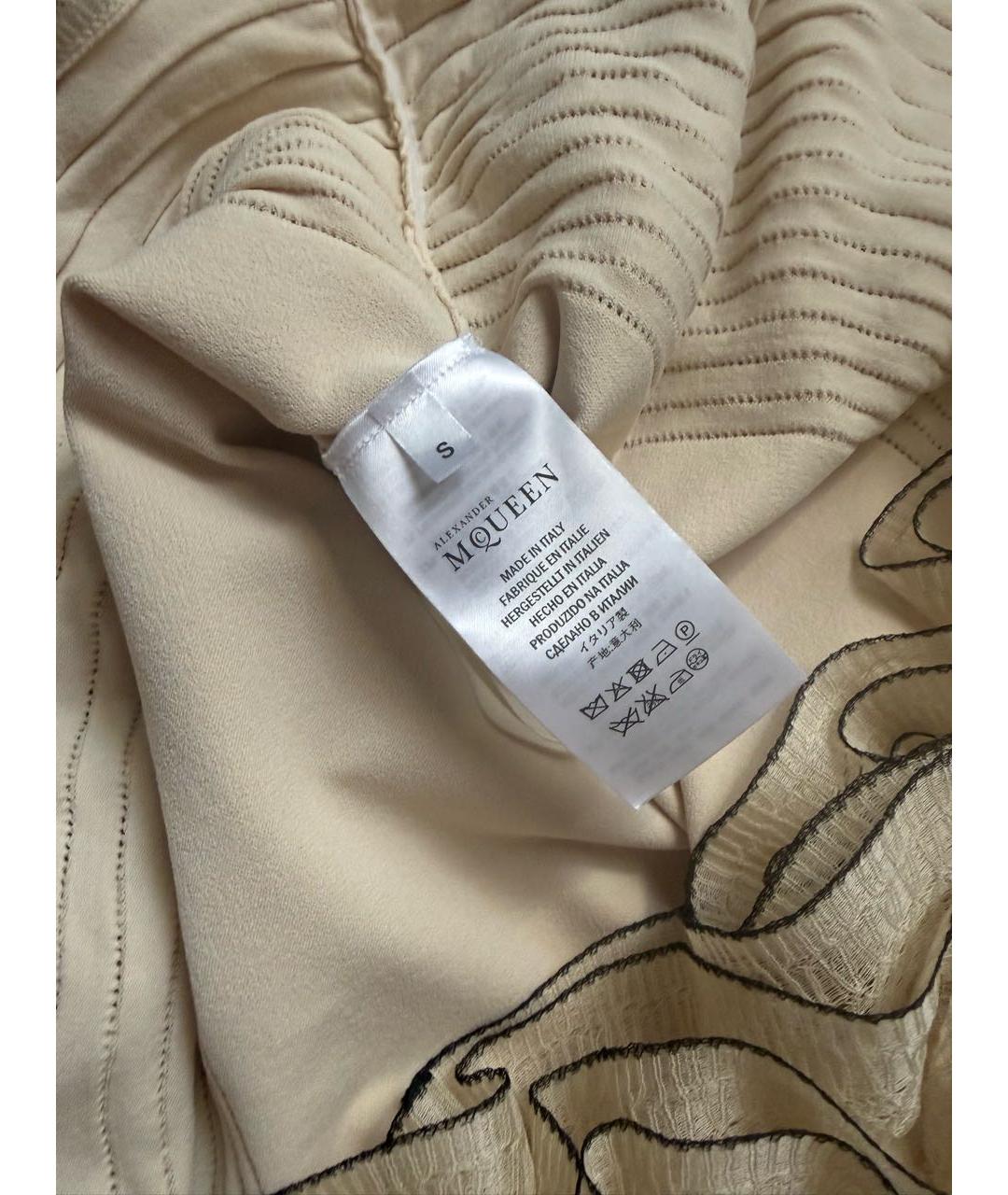 ALEXANDER MCQUEEN Бежевое вискозное коктейльное платье, фото 4