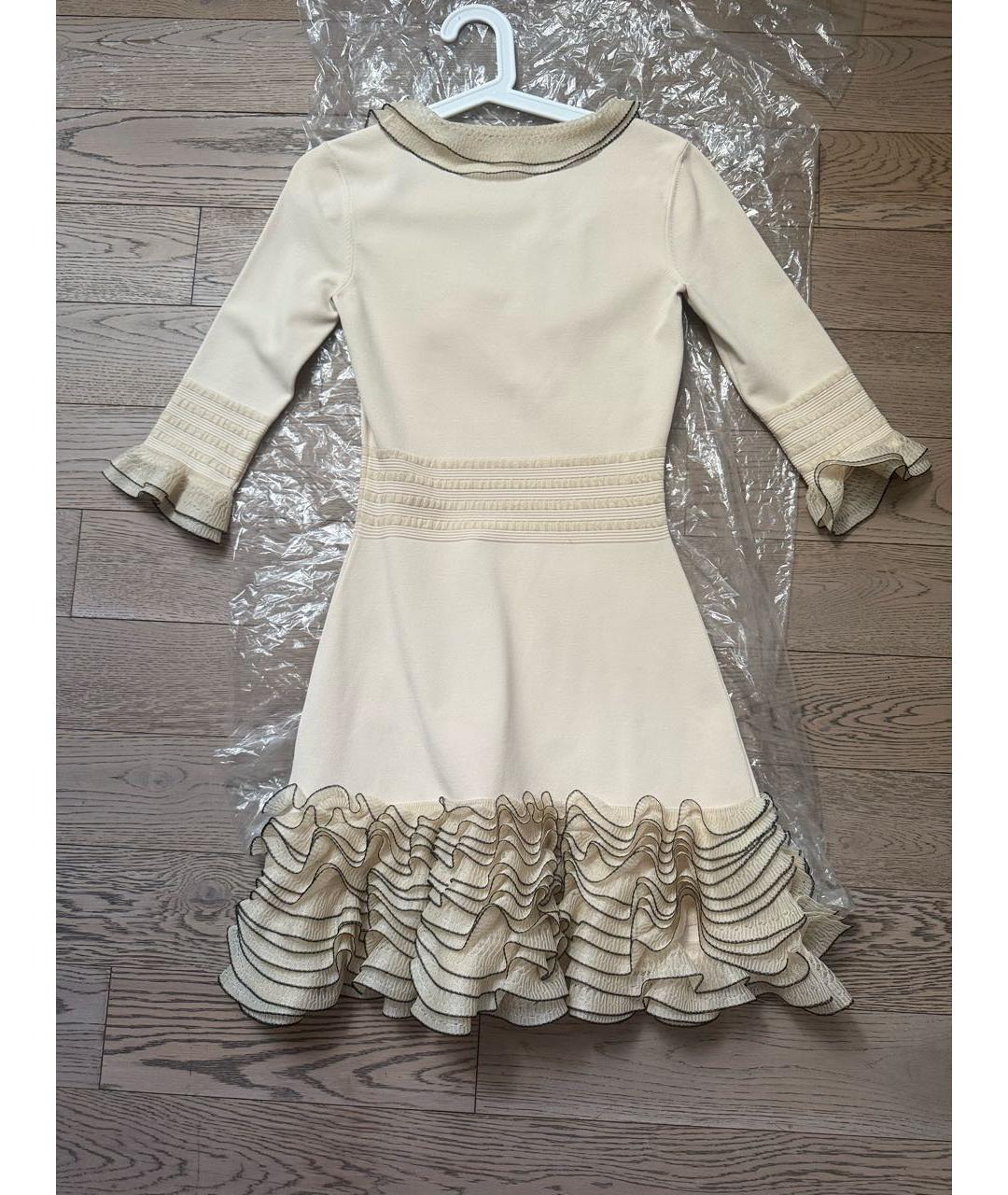 ALEXANDER MCQUEEN Бежевое вискозное коктейльное платье, фото 2