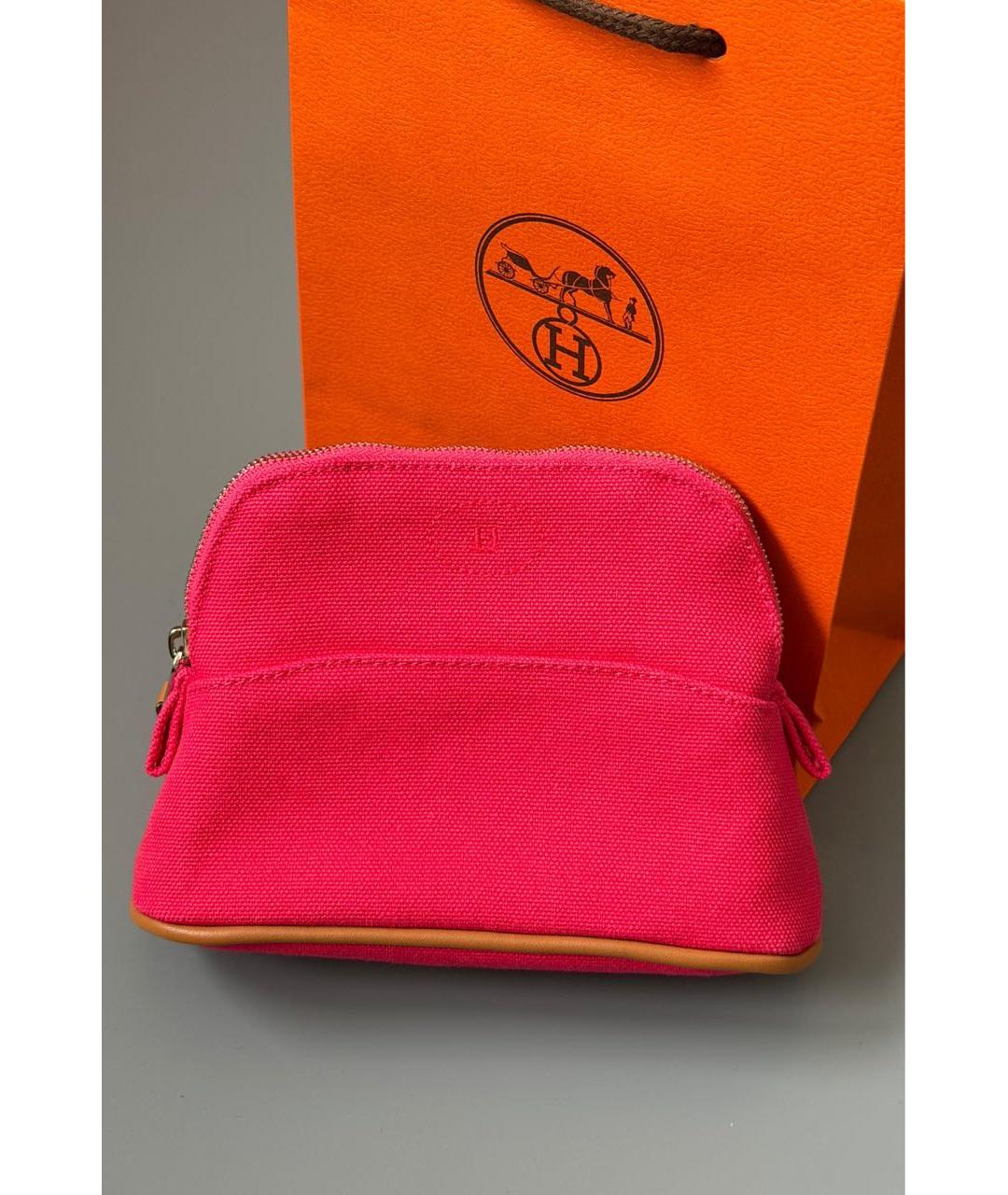 HERMES Фуксия хлопковая косметичка, фото 2