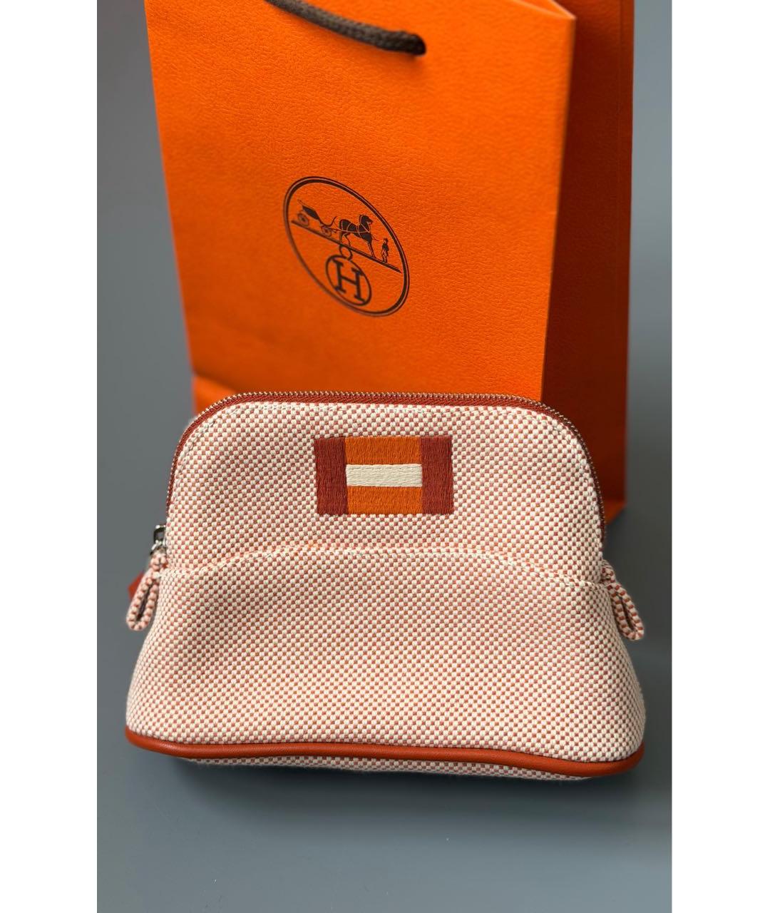 HERMES Бежевая хлопковая косметичка, фото 2