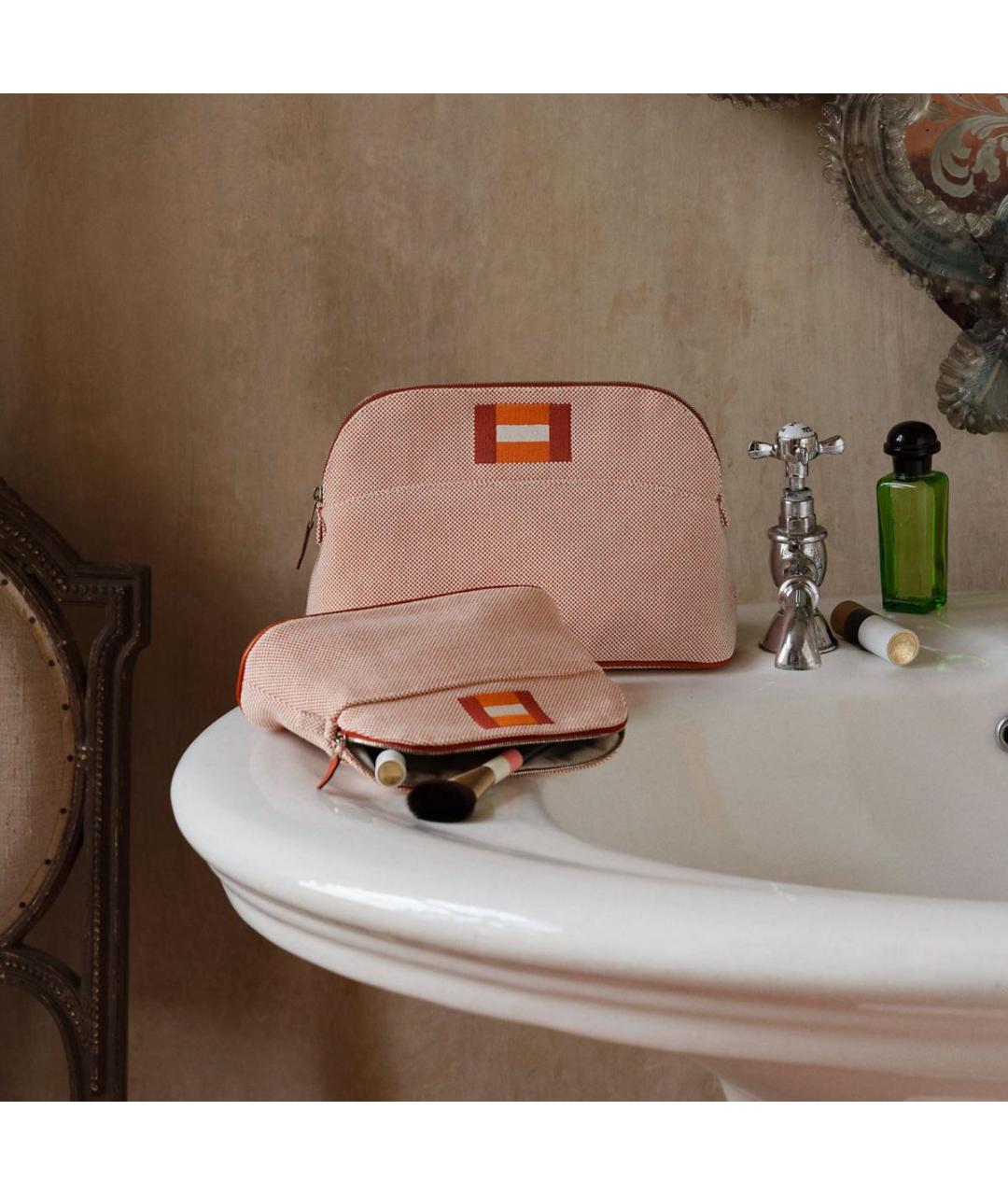 HERMES Бежевая хлопковая косметичка, фото 3