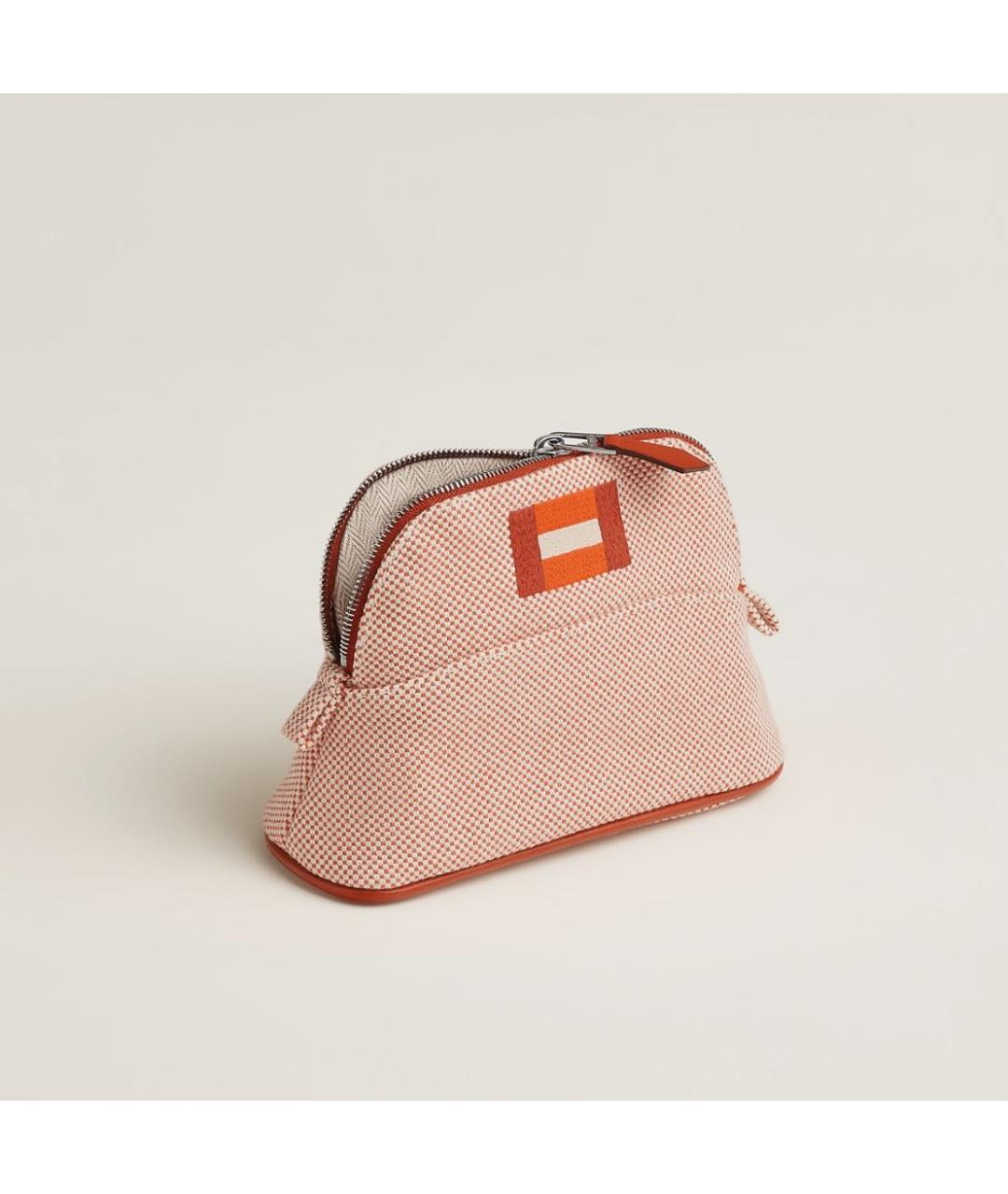 HERMES Бежевая хлопковая косметичка, фото 4