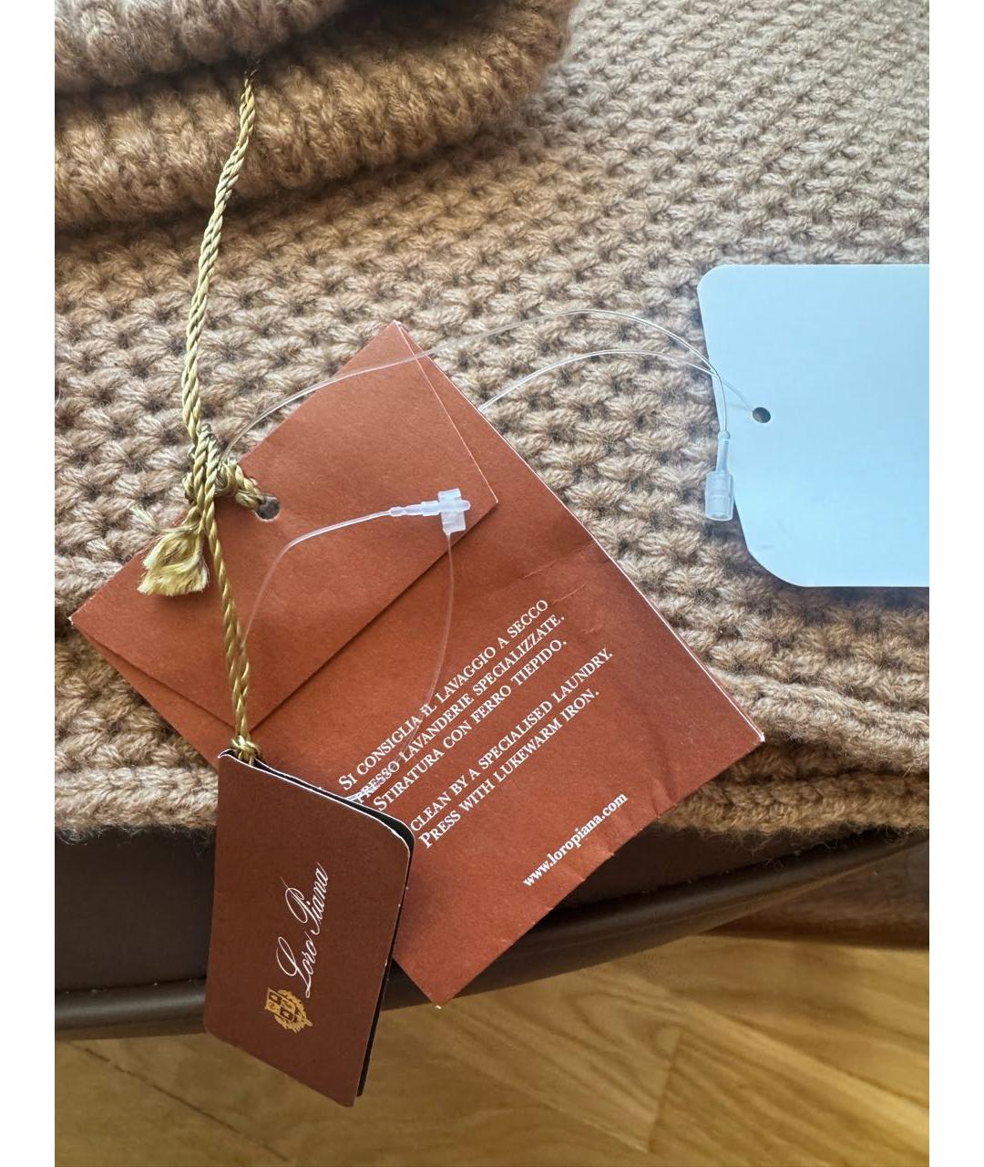 LORO PIANA Бежевый кашемировый шарф, фото 4