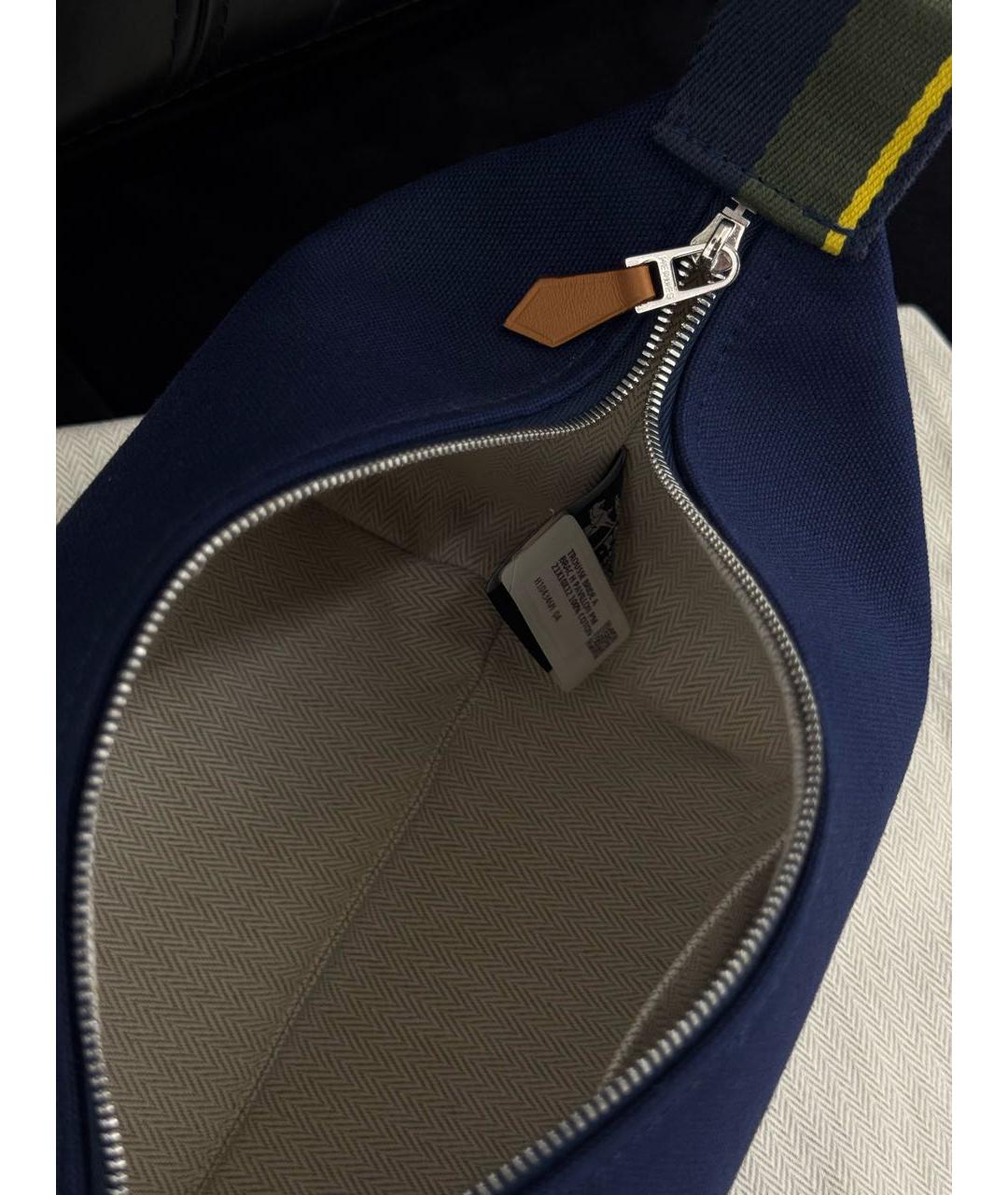 HERMES Темно-синяя хлопковая косметичка, фото 5