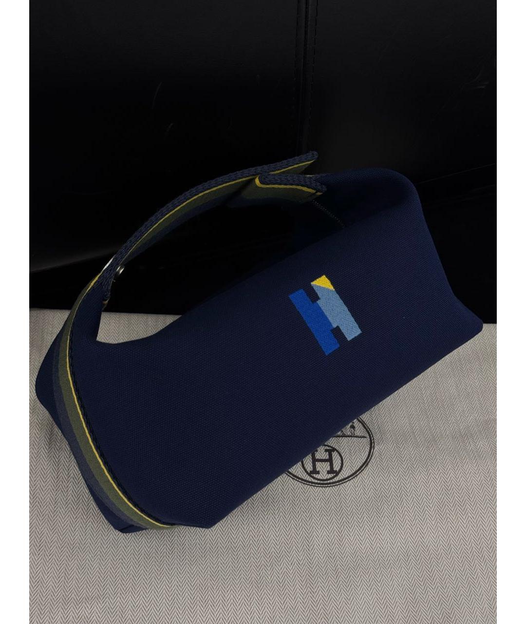 HERMES Темно-синяя хлопковая косметичка, фото 2