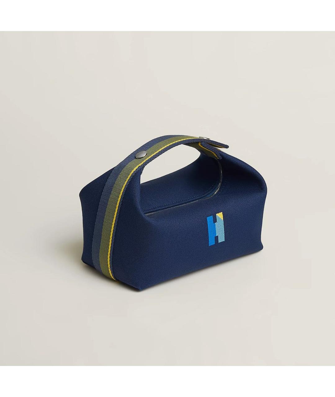 HERMES Темно-синяя хлопковая косметичка, фото 7