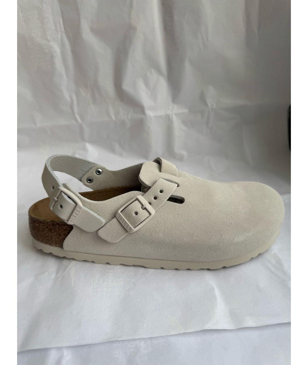 BIRKENSTOCK Бежевые замшевые сабо, фото 6