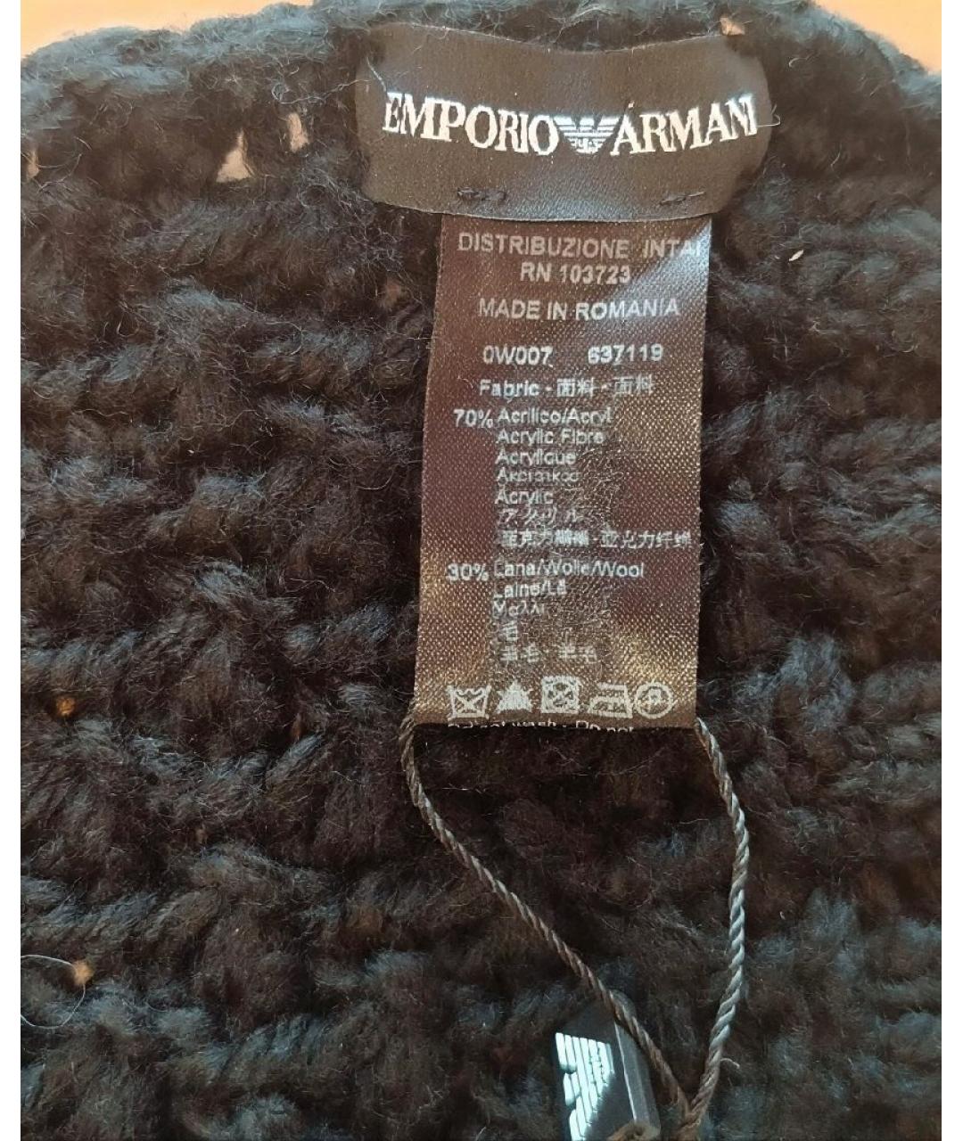 EMPORIO ARMANI Черный шарф, фото 3