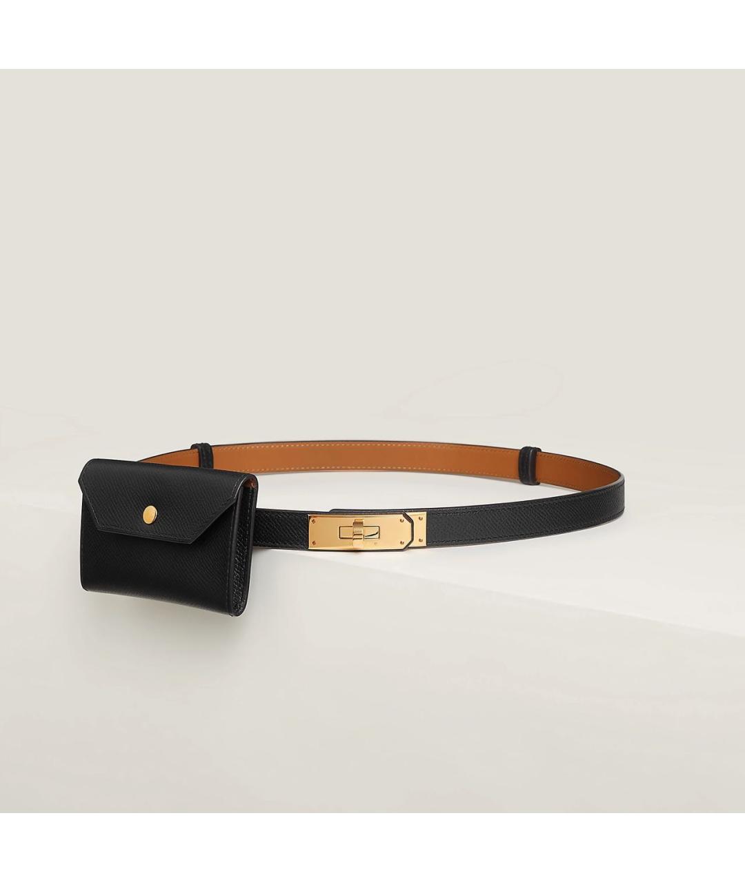 HERMES Черный кожаный ремень, фото 8