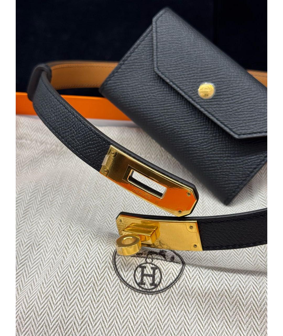 HERMES Черный кожаный ремень, фото 4