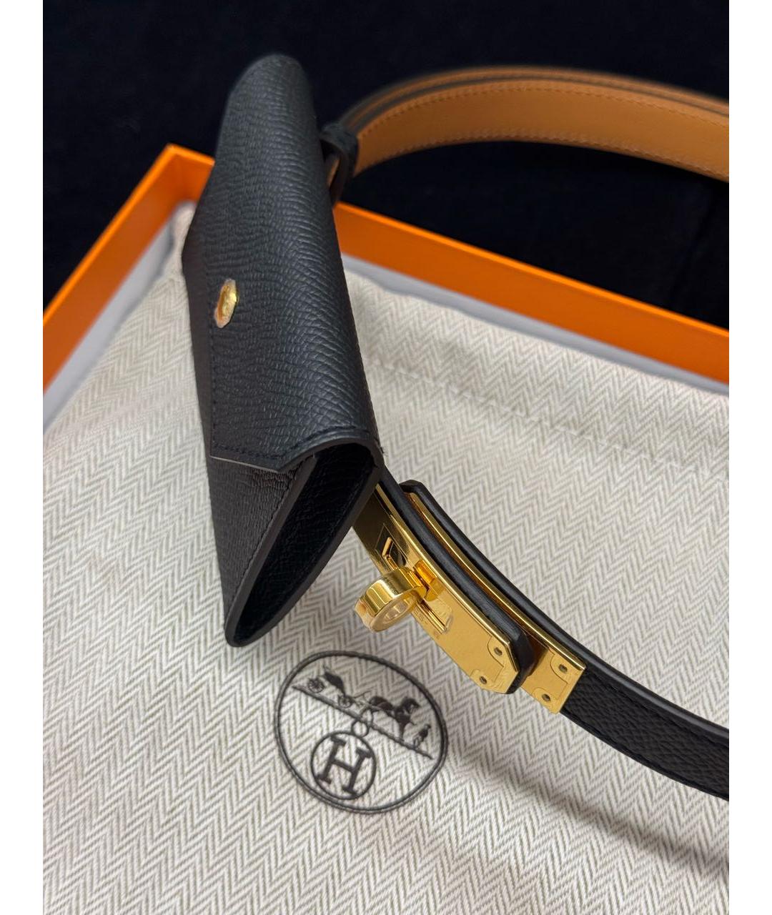 HERMES Черный кожаный ремень, фото 3