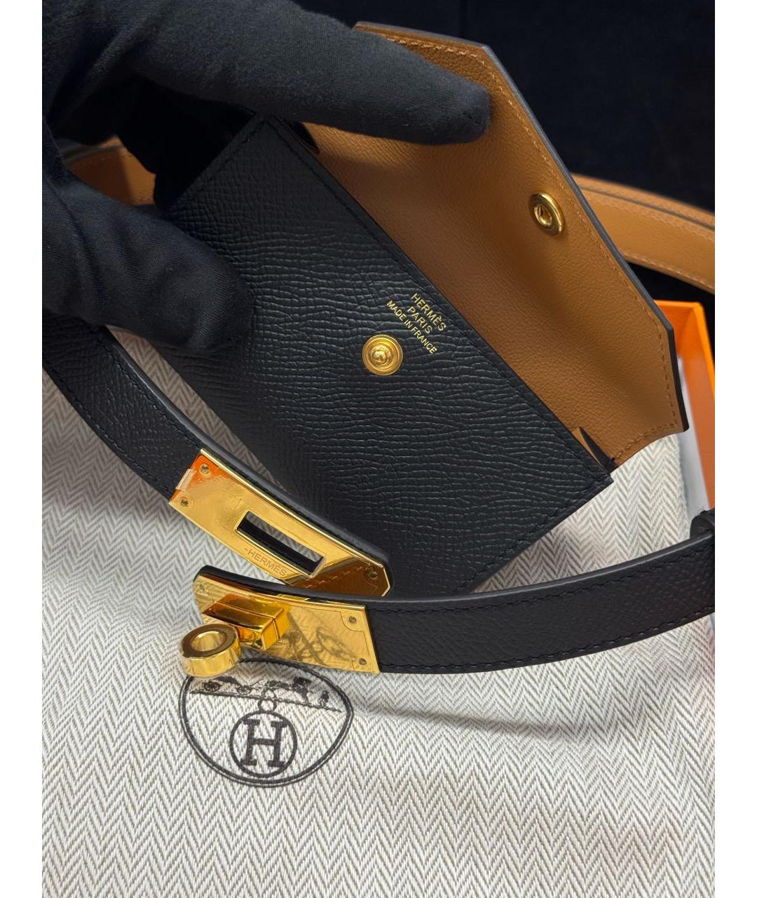 HERMES Черный кожаный ремень, фото 5