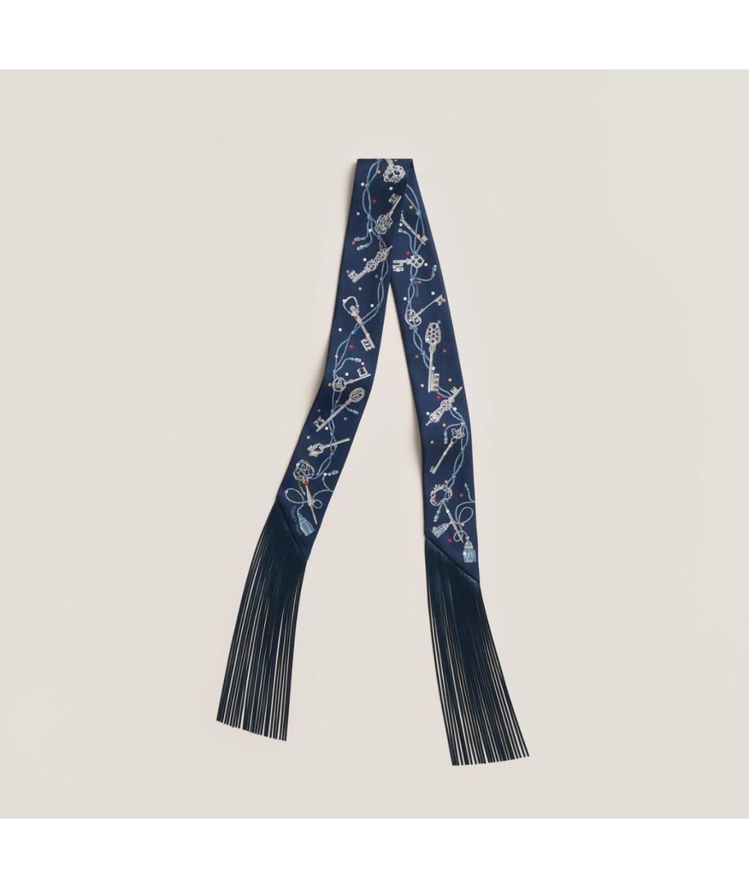 HERMES Темно-синий шелковый платок, фото 4