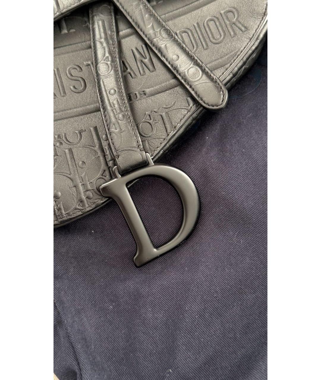 CHRISTIAN DIOR Черная кожаная сумка с короткими ручками, фото 5