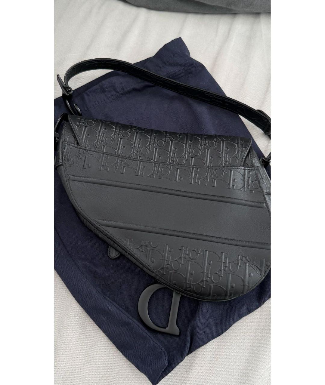 CHRISTIAN DIOR Черная кожаная сумка с короткими ручками, фото 3