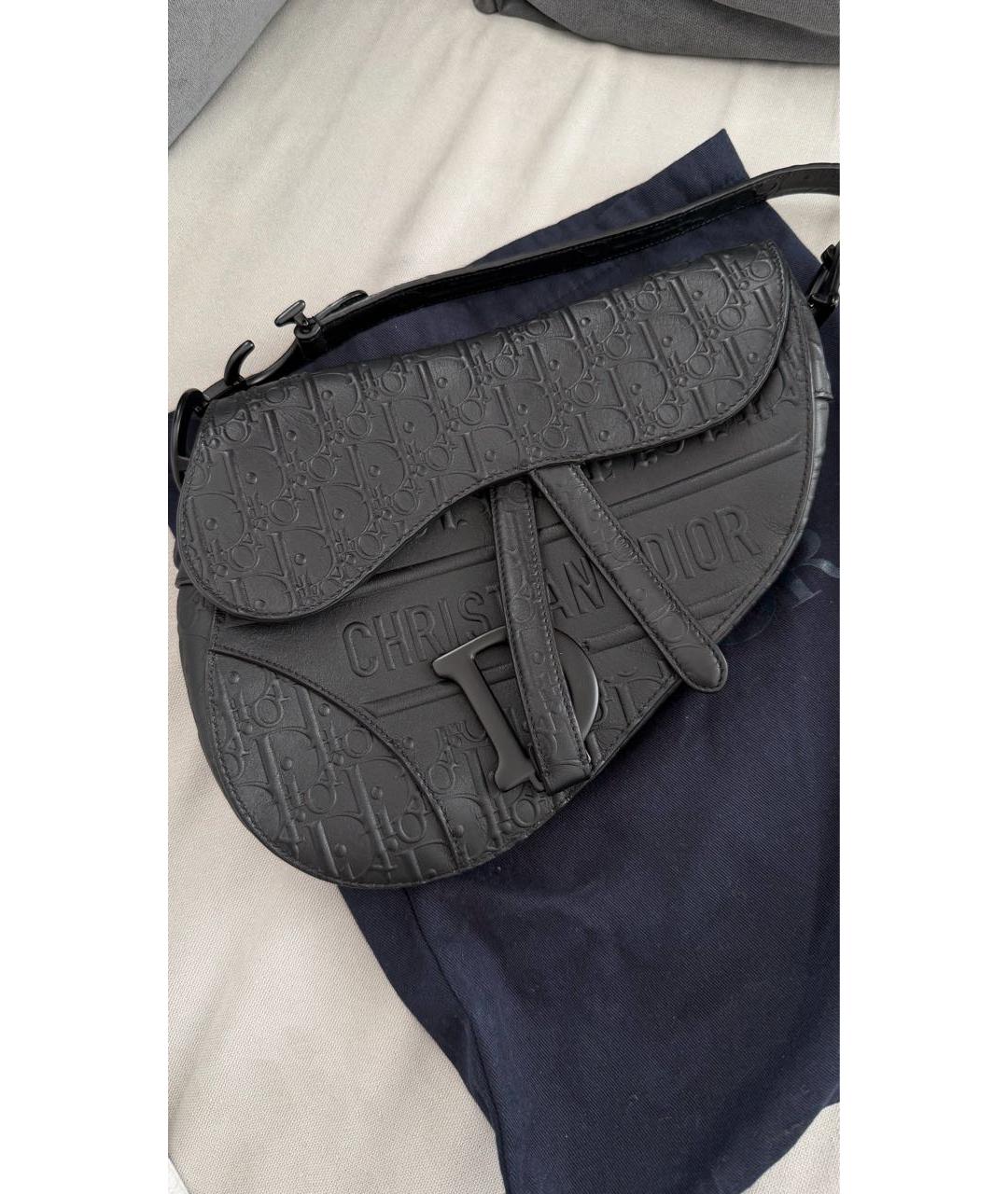 CHRISTIAN DIOR Черная кожаная сумка с короткими ручками, фото 9