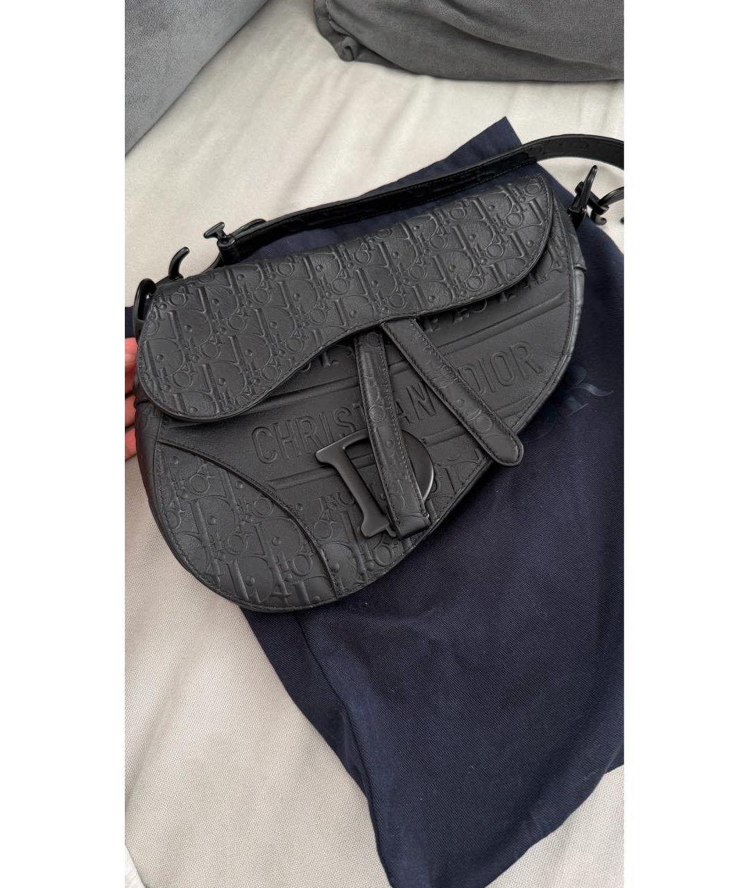 CHRISTIAN DIOR Черная кожаная сумка с короткими ручками, фото 2