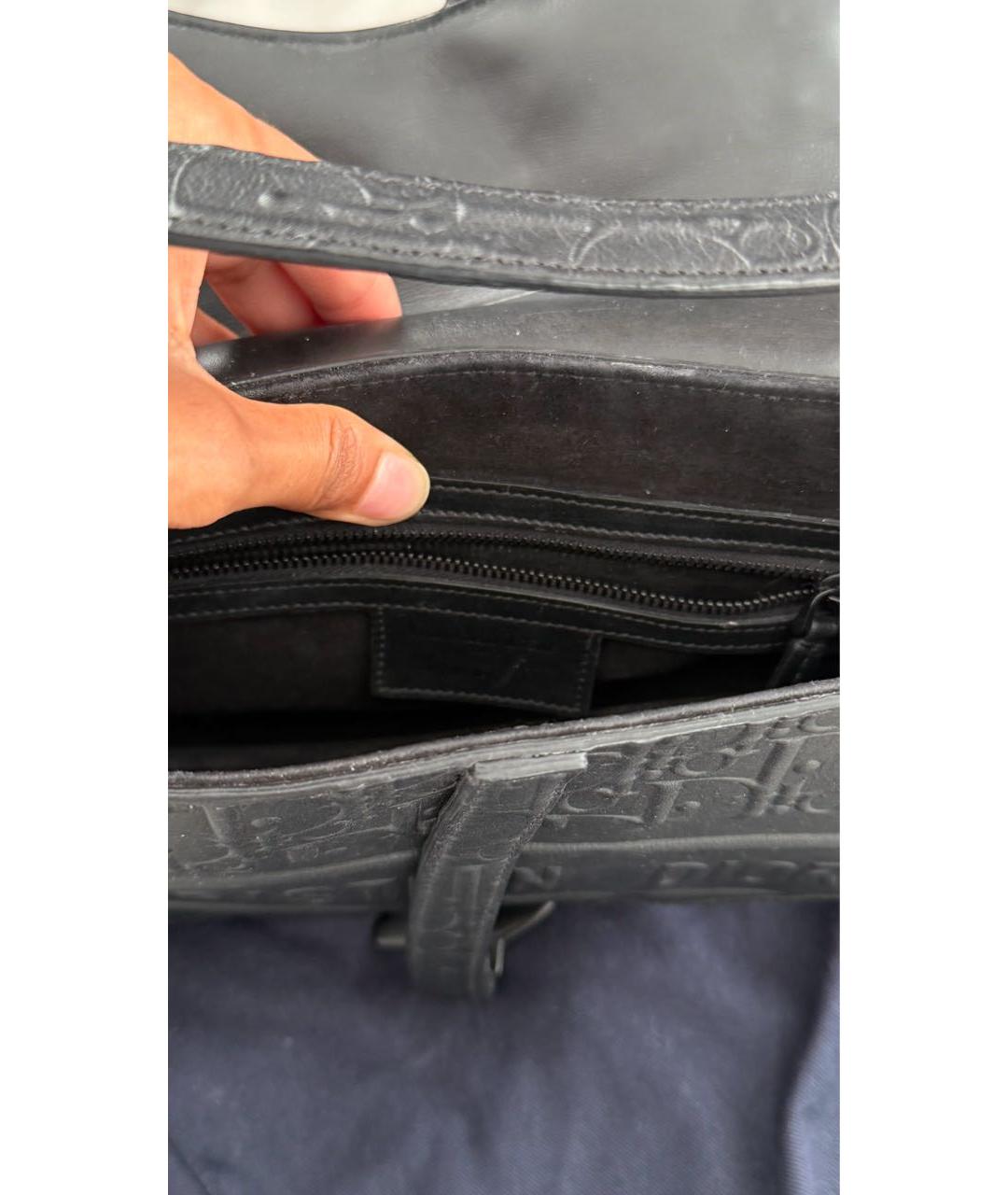 CHRISTIAN DIOR Черная кожаная сумка с короткими ручками, фото 4