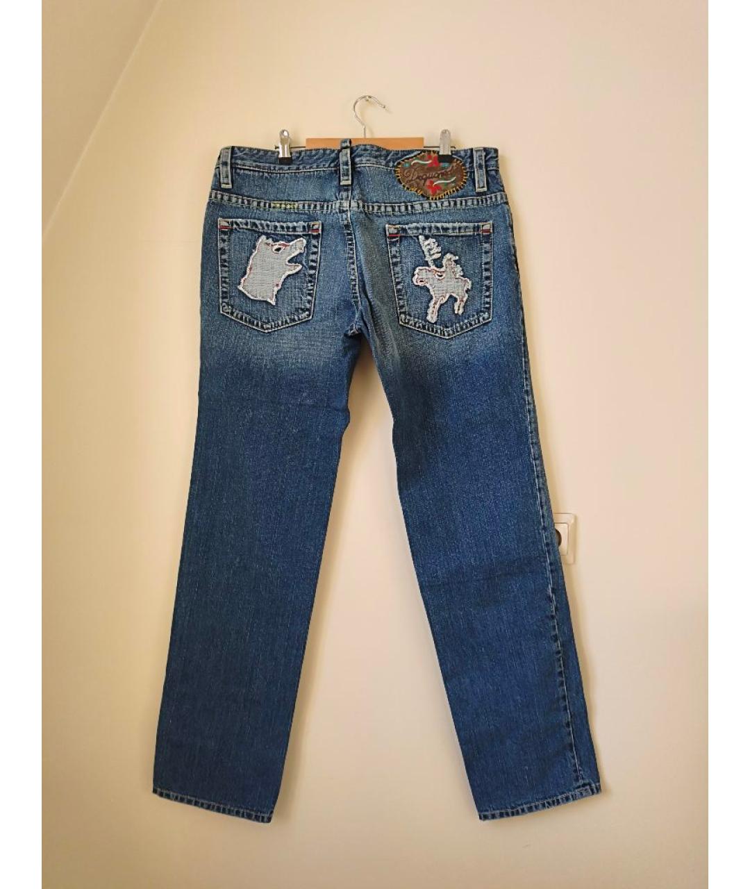 DSQUARED2 Голубые хлопковые прямые джинсы, фото 2