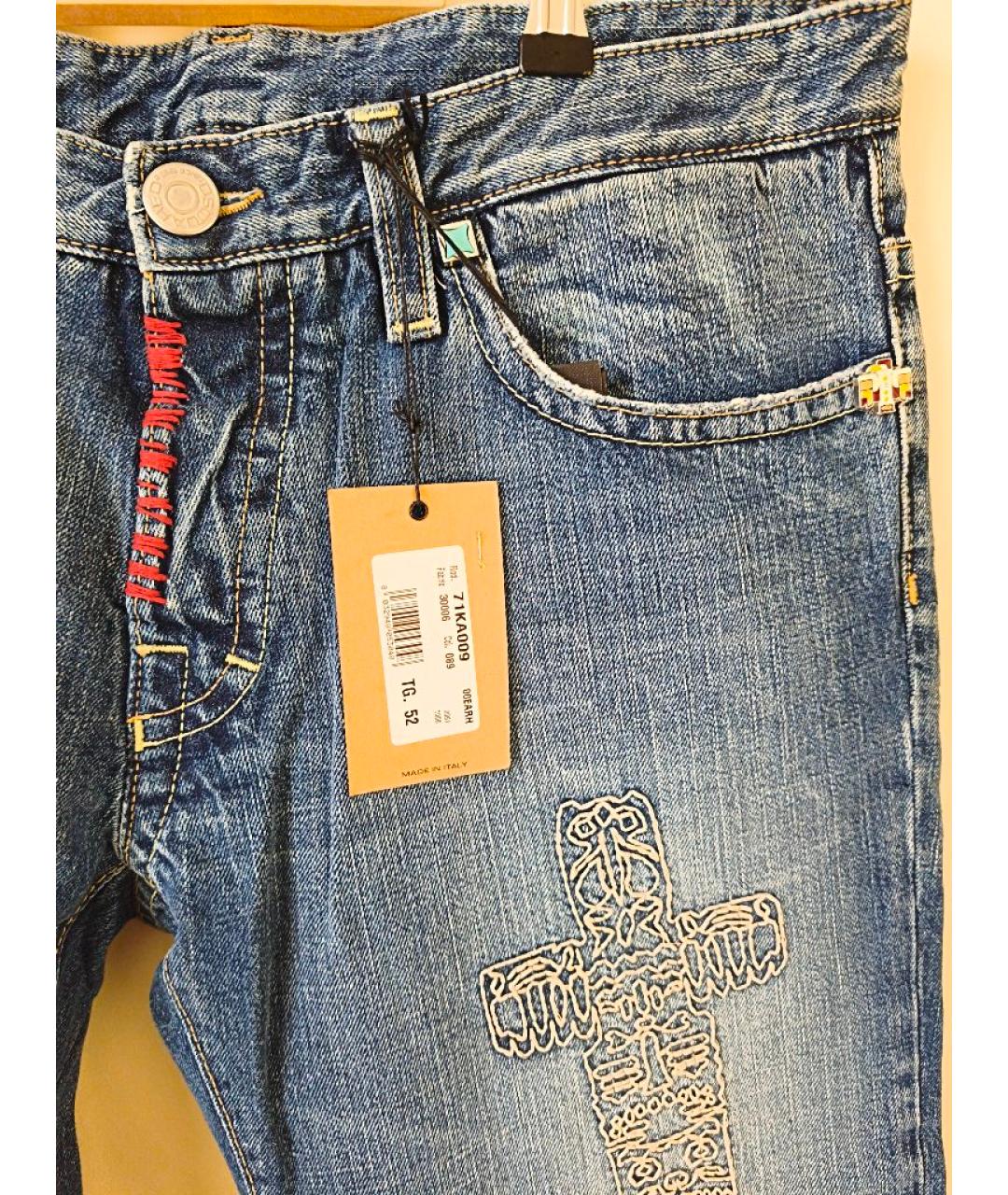 DSQUARED2 Голубые хлопковые прямые джинсы, фото 4