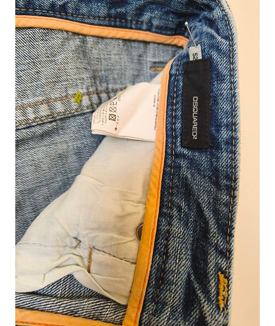 DSQUARED2 Голубые хлопковые прямые джинсы, фото 7