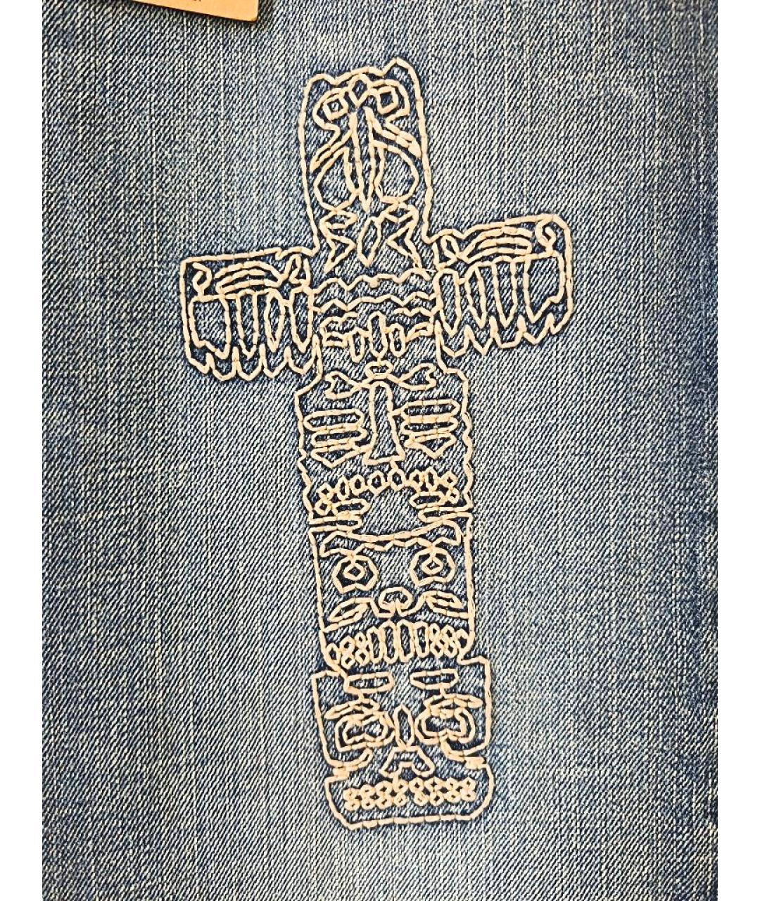 DSQUARED2 Голубые хлопковые прямые джинсы, фото 6