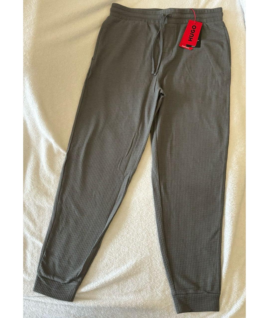 HUGO Серые хлопковые повседневные брюки, фото 8