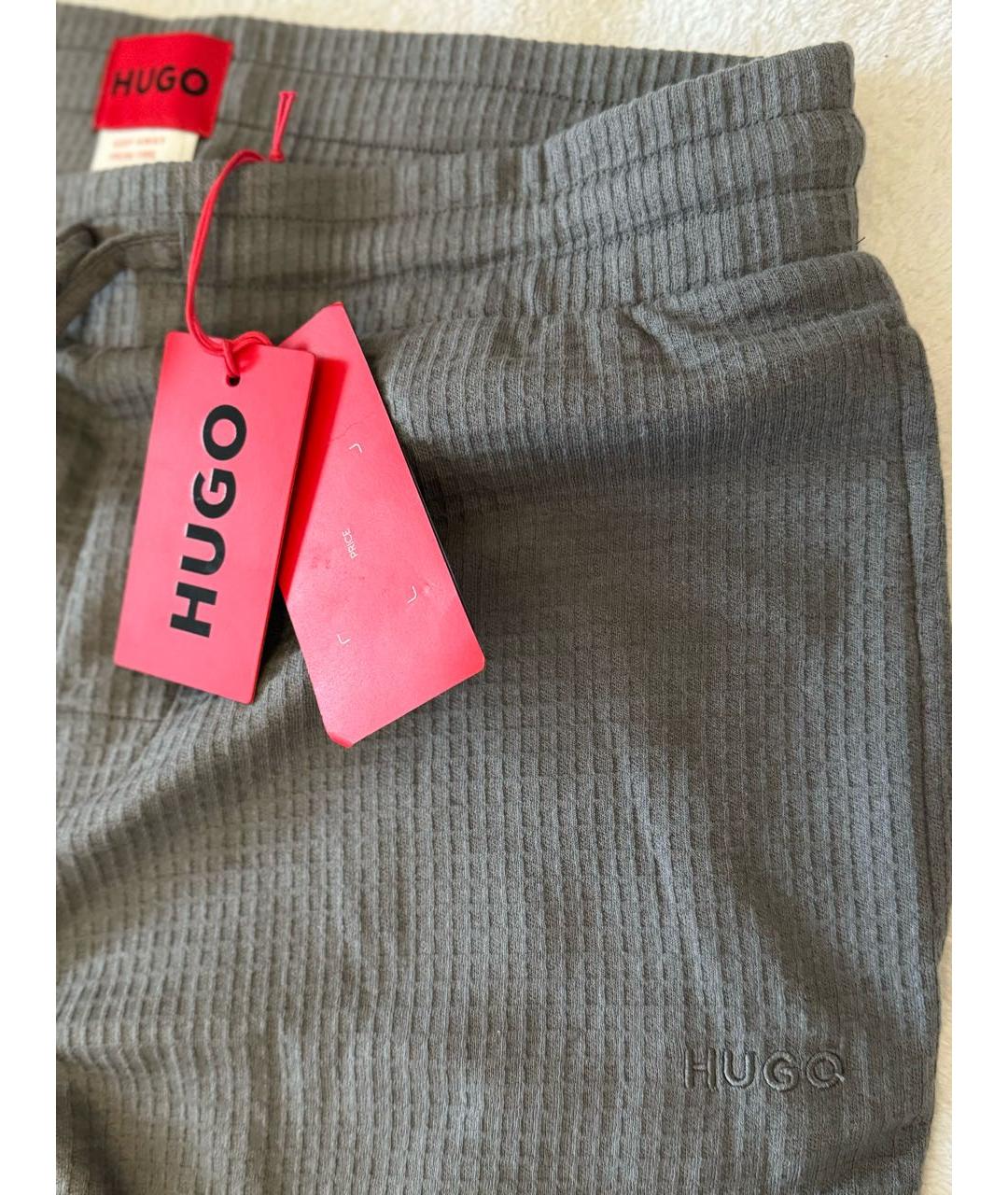 HUGO Серые хлопковые повседневные брюки, фото 4