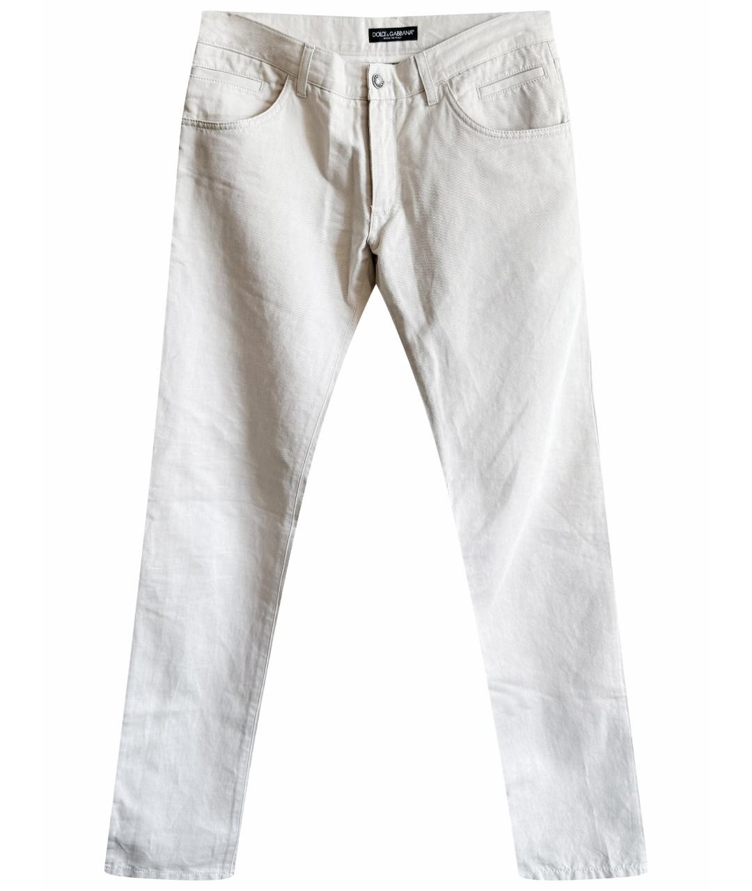 DOLCE&GABBANA Бежевые льняные повседневные брюки, фото 1