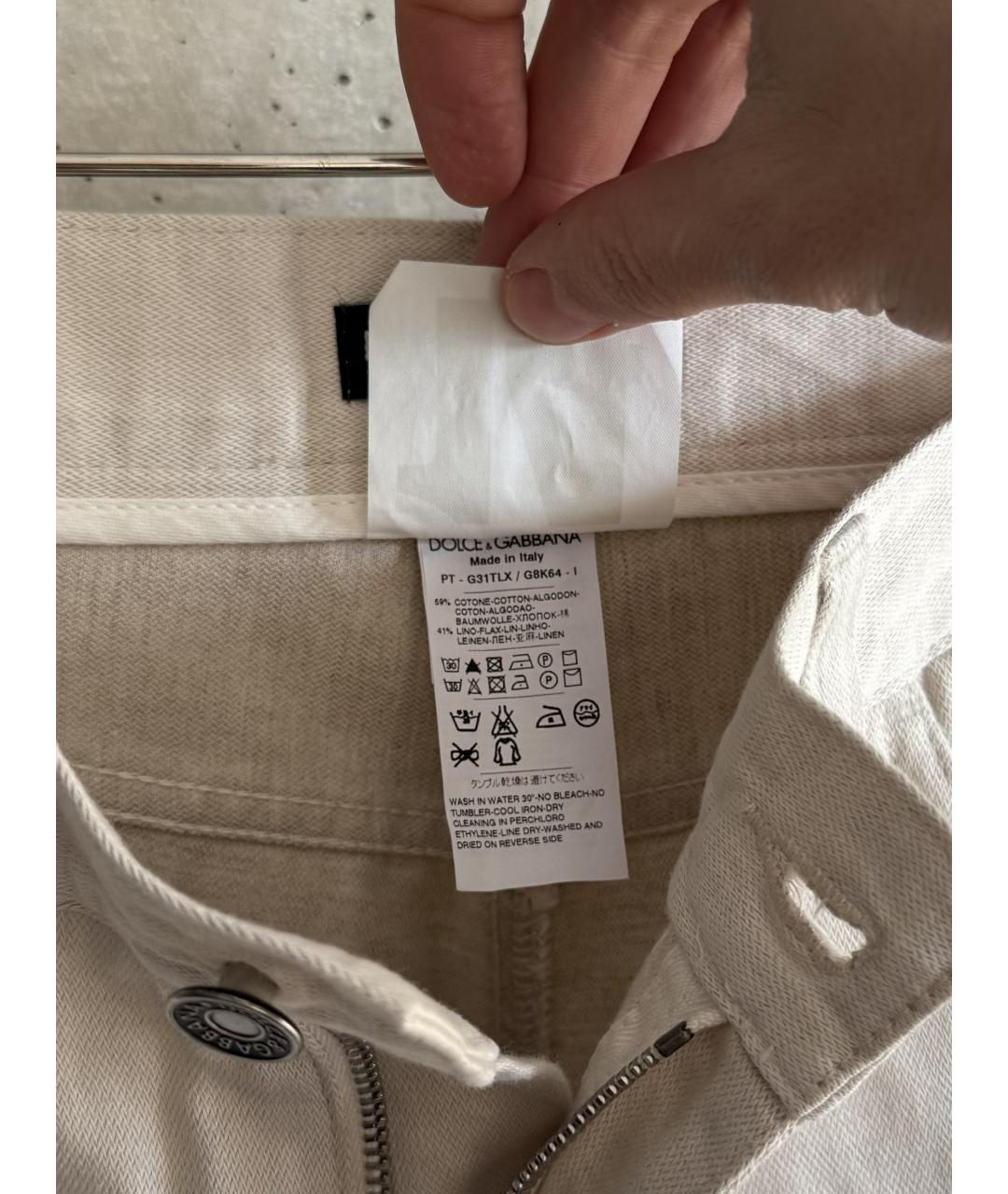 DOLCE&GABBANA Бежевые льняные повседневные брюки, фото 6