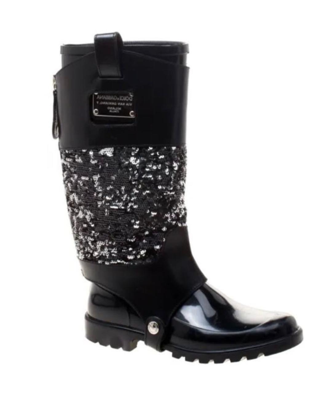 DOLCE&GABBANA Черные кожаные сапоги, фото 1