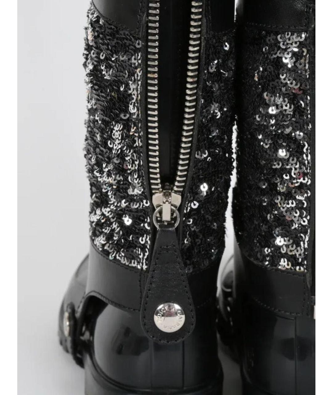DOLCE&GABBANA Черные кожаные сапоги, фото 2
