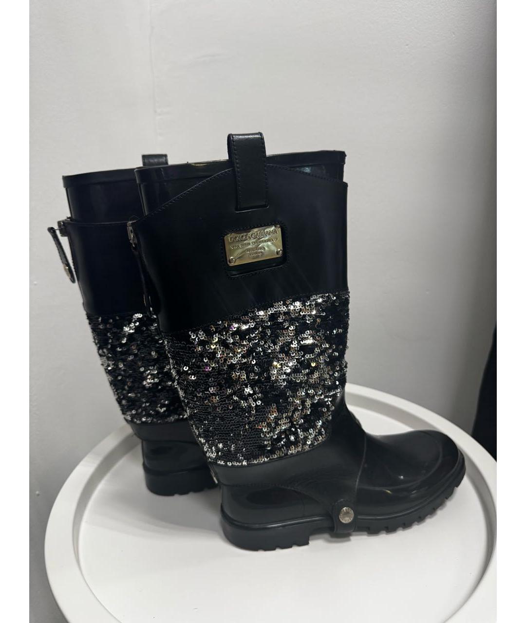 DOLCE&GABBANA Черные кожаные сапоги, фото 7