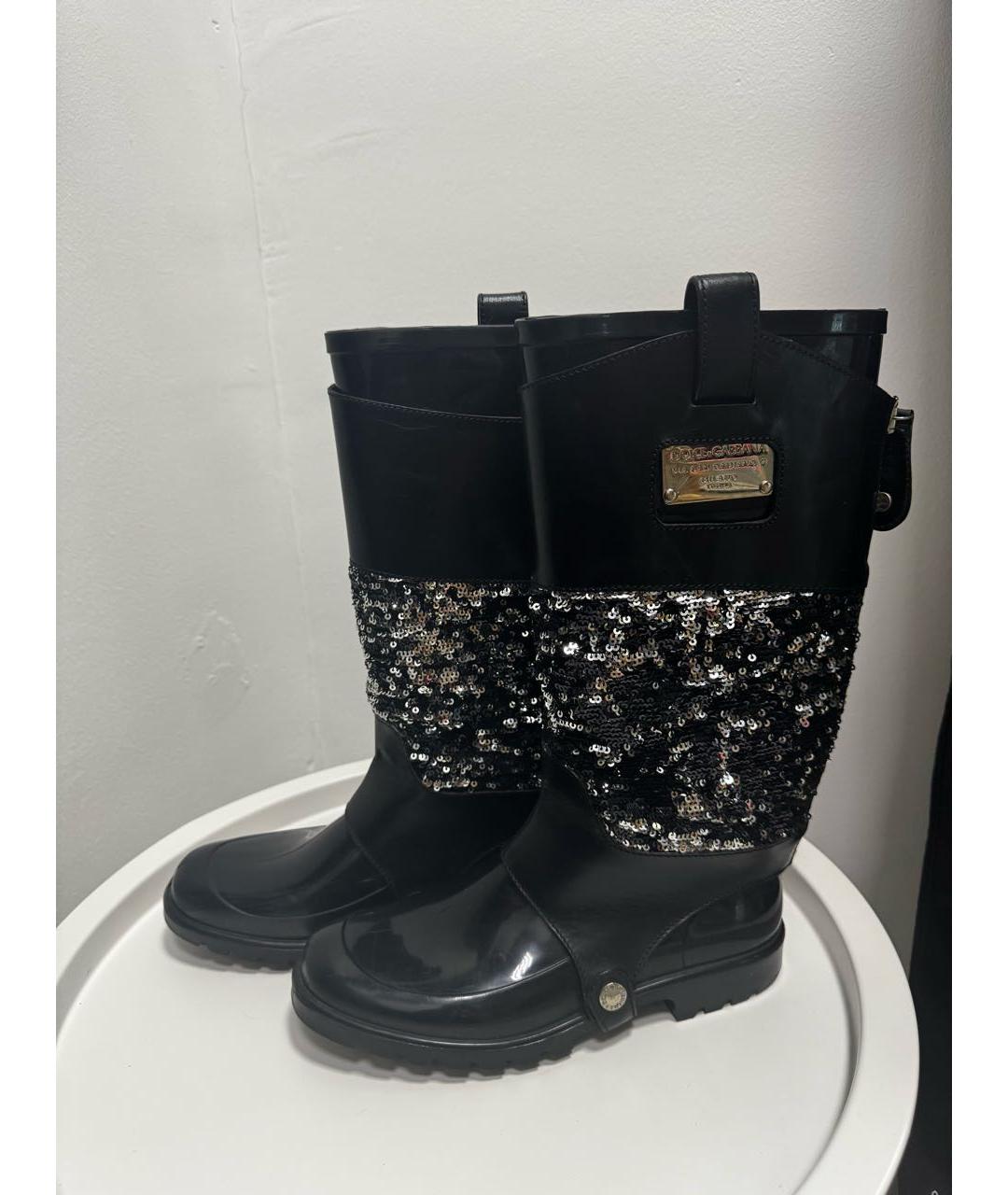 DOLCE&GABBANA Черные кожаные сапоги, фото 8