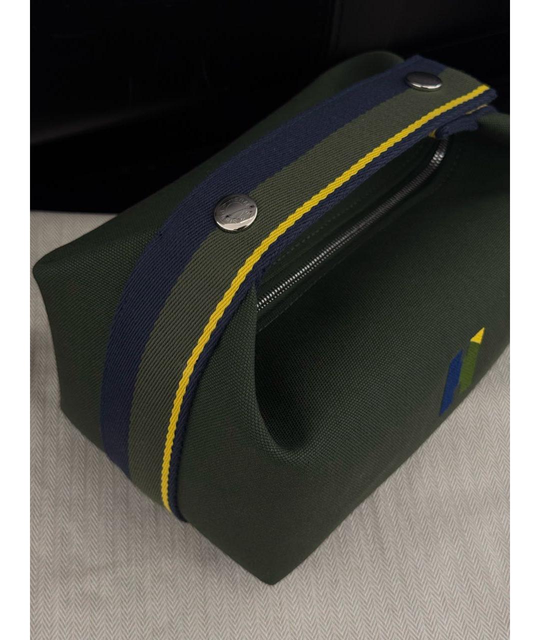 HERMES Хаки хлопковая косметичка, фото 4