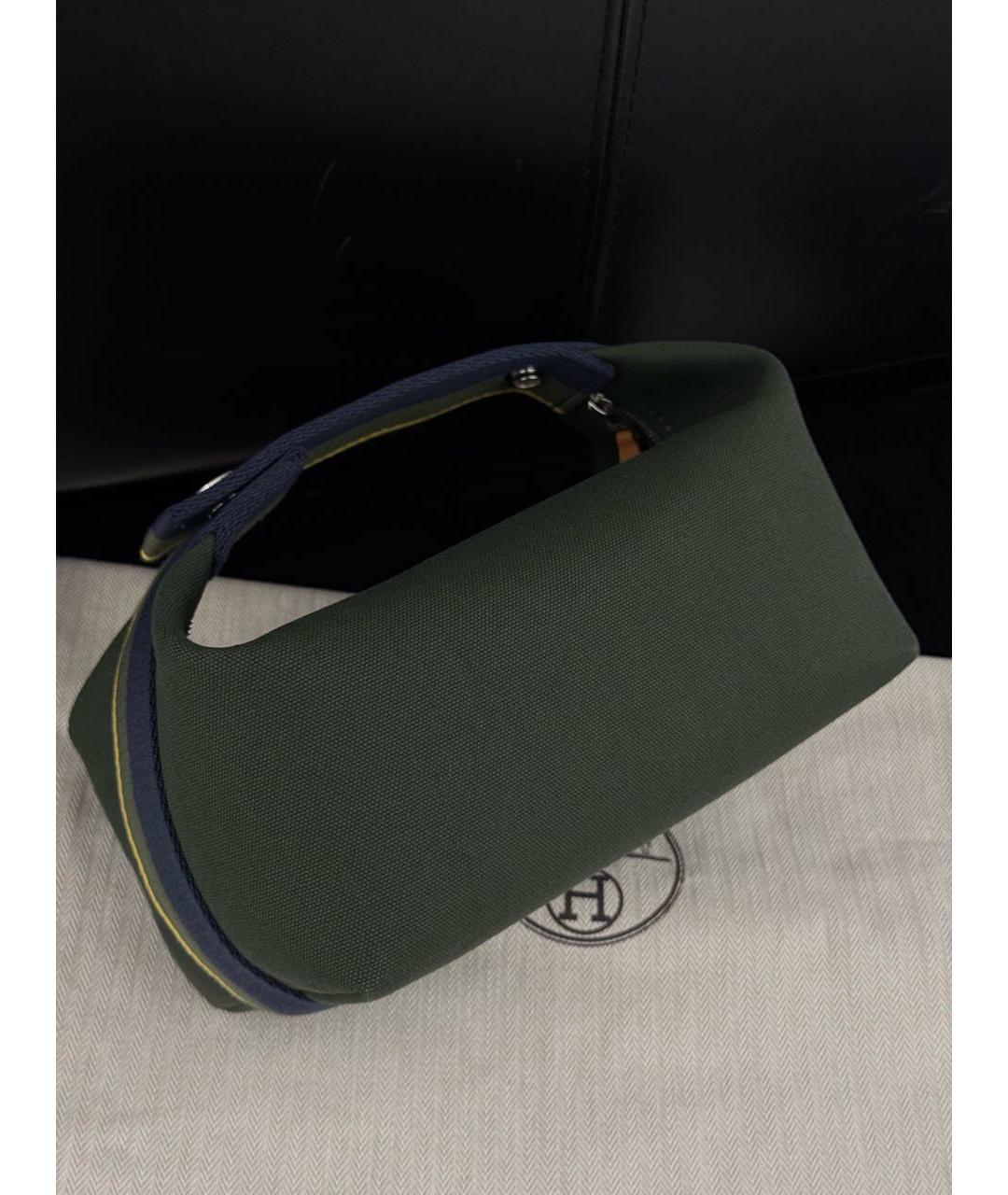 HERMES Хаки хлопковая косметичка, фото 3