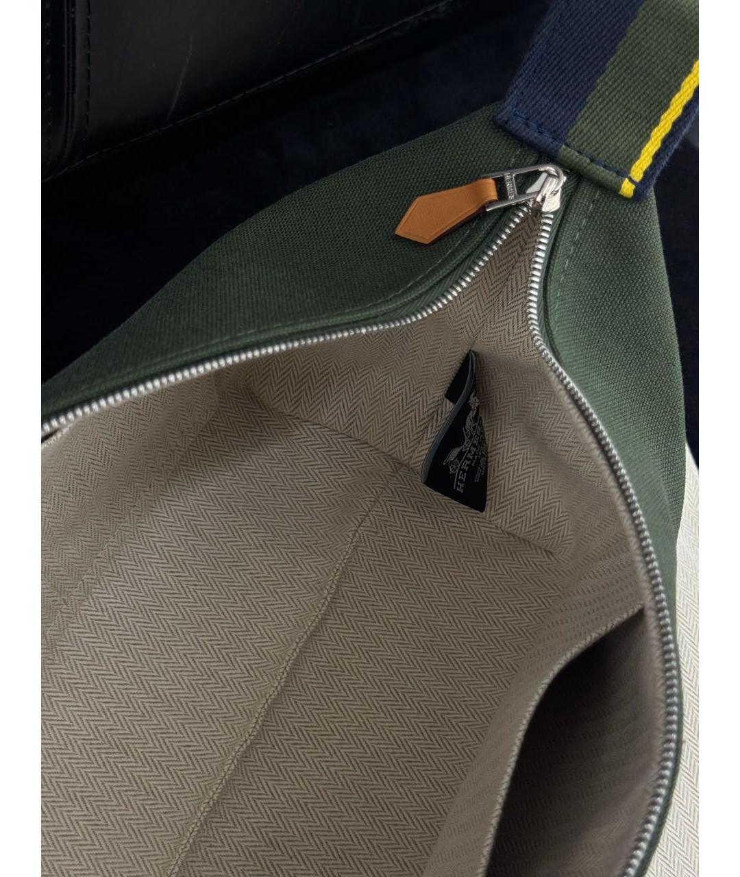 HERMES Хаки хлопковая косметичка, фото 5