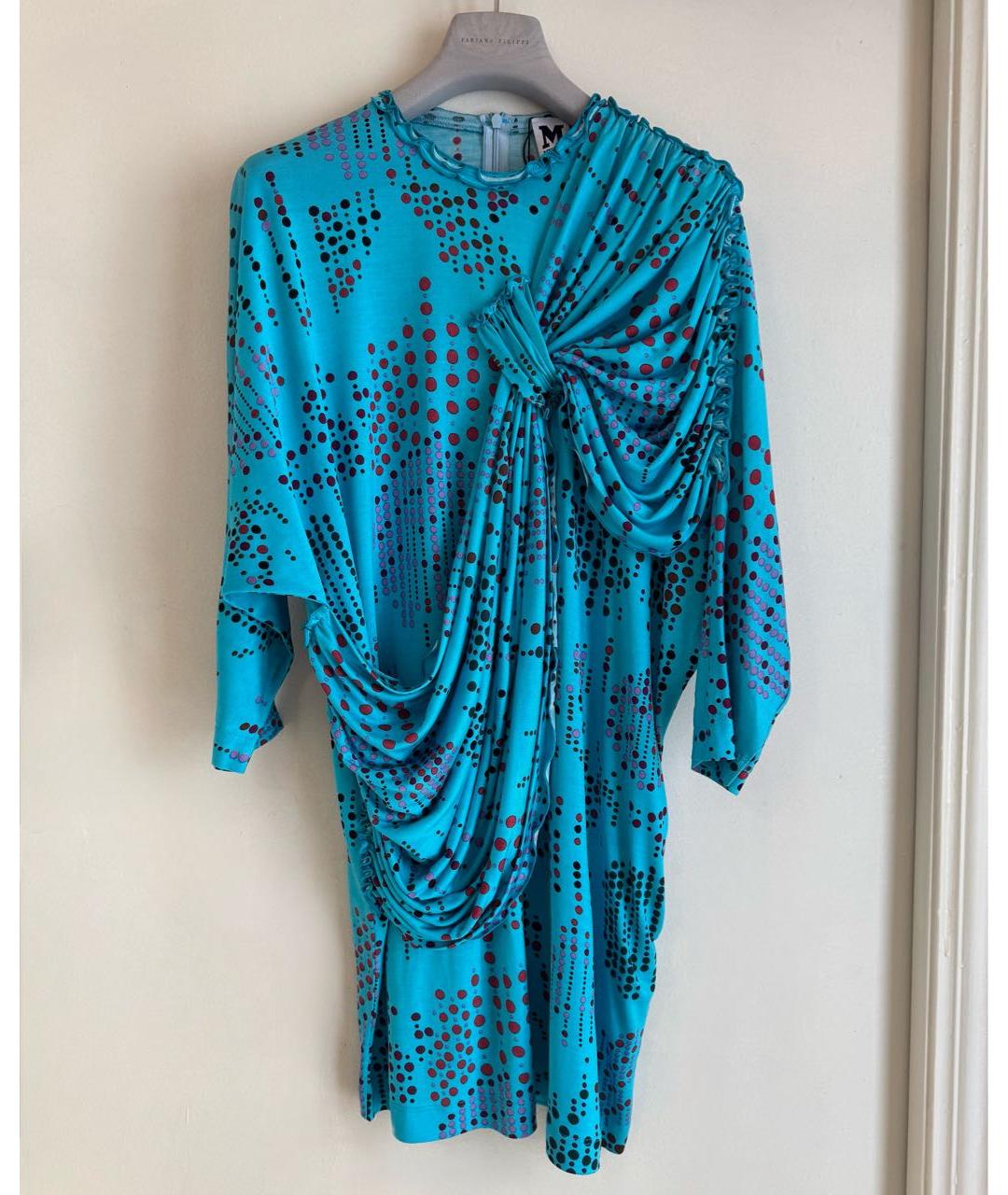 MISSONI Голубое шелковое коктейльное платье, фото 9