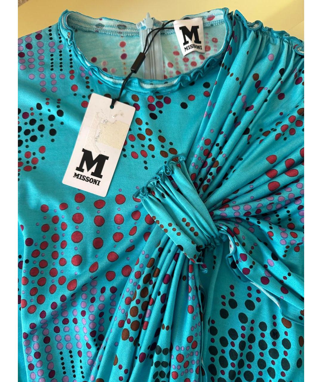 MISSONI Голубое шелковое коктейльное платье, фото 7