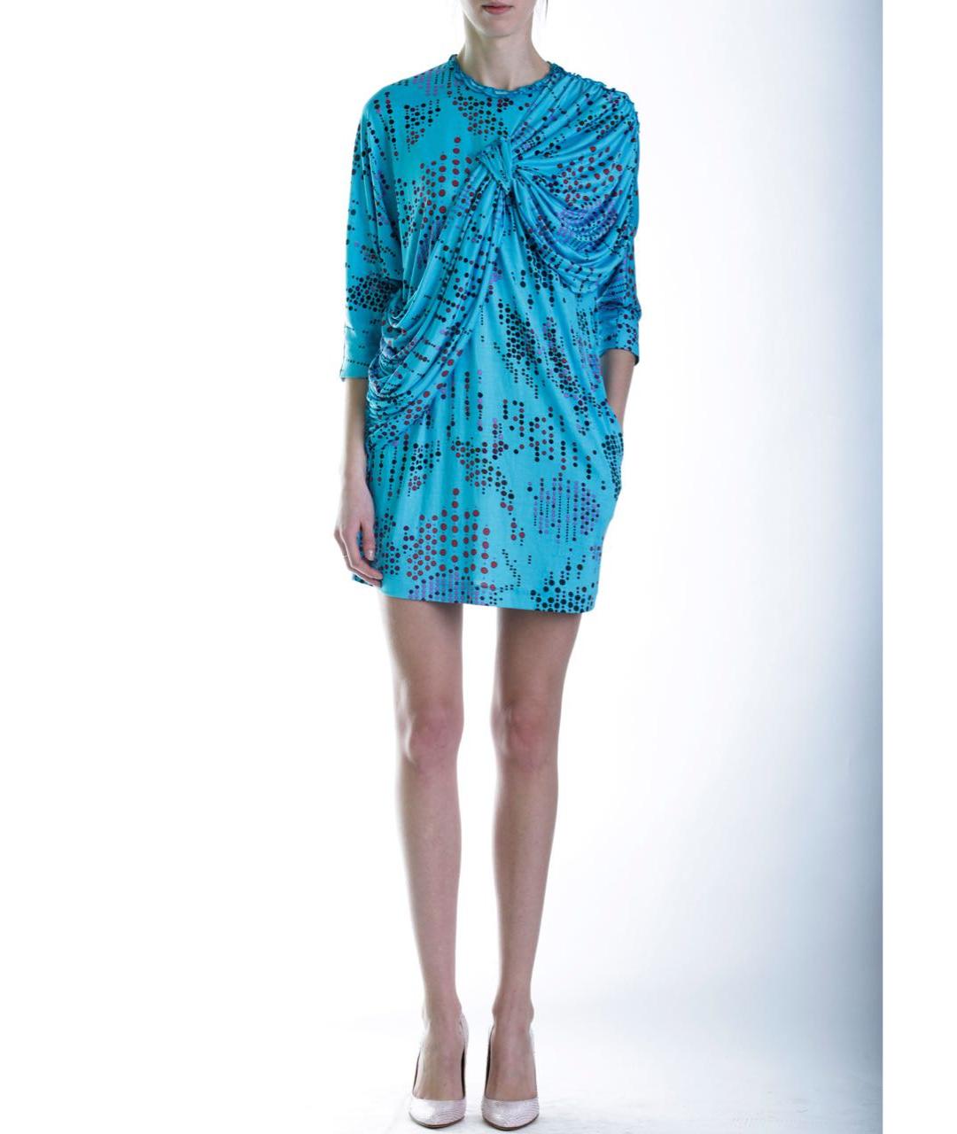 MISSONI Голубое шелковое коктейльное платье, фото 2