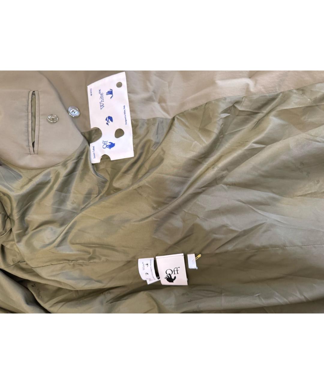 OFF-WHITE Хаки полиамидовое пальто, фото 4