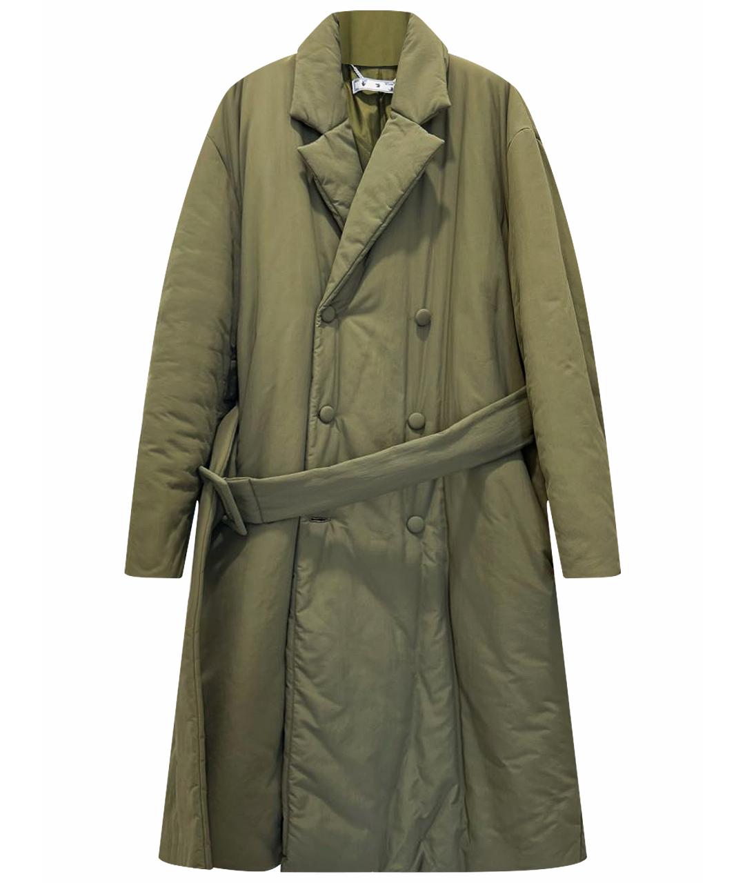 OFF-WHITE Хаки полиамидовое пальто, фото 1