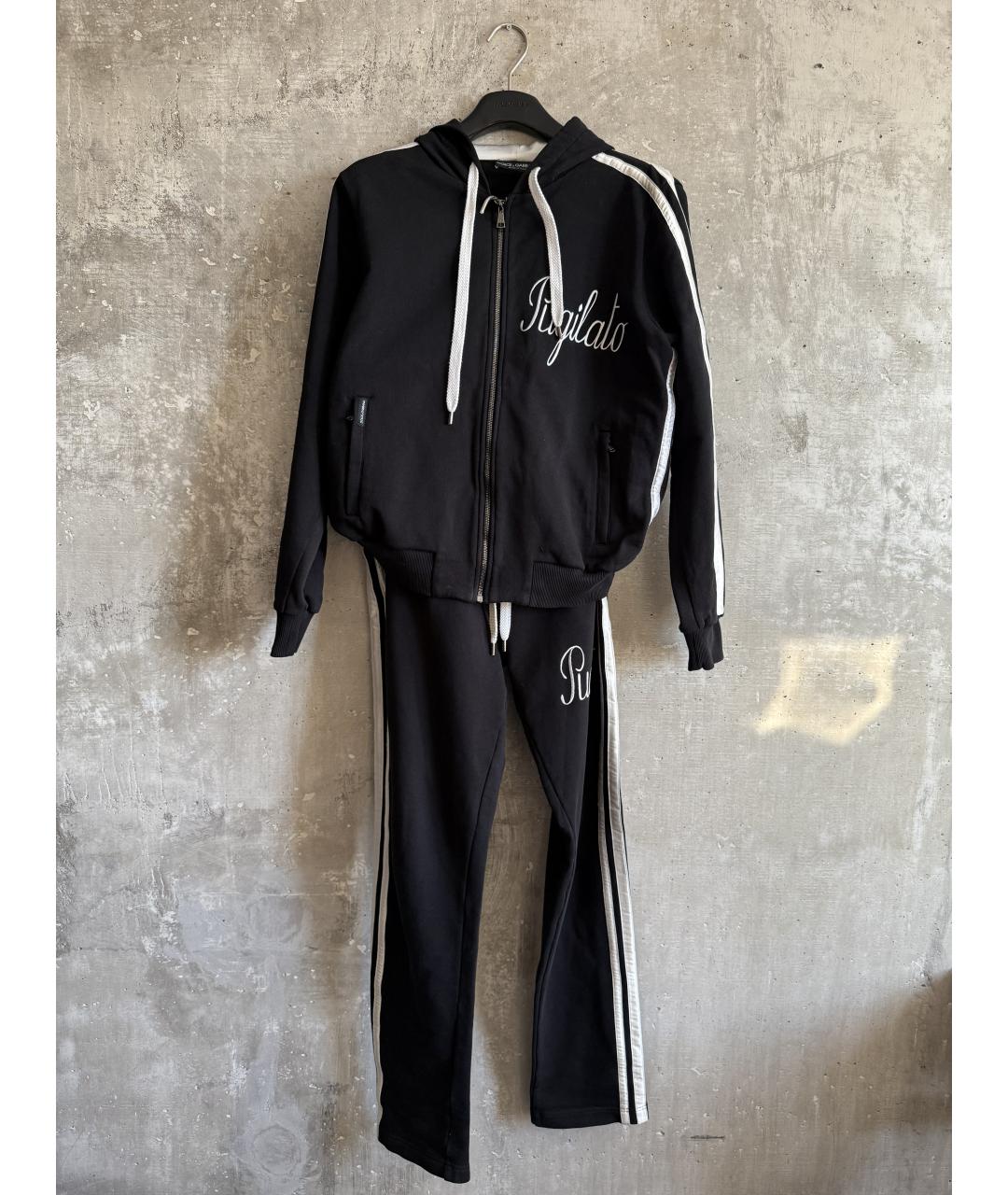 DOLCE&GABBANA Черный хлопковый спортивный костюм, фото 9
